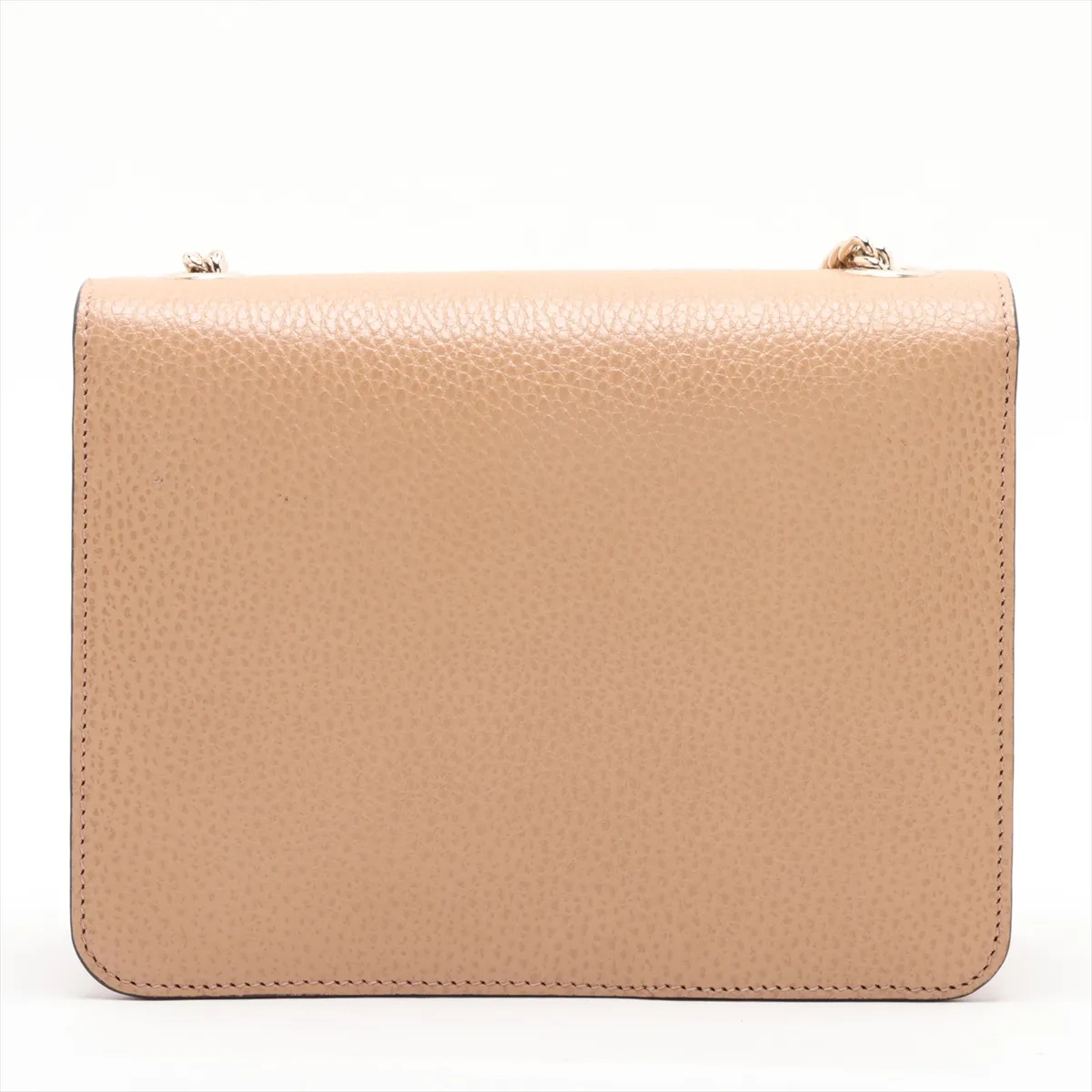 Interlocking G 510304 Leather Chain Shoulder Bag, Beige, Outlet — view 2