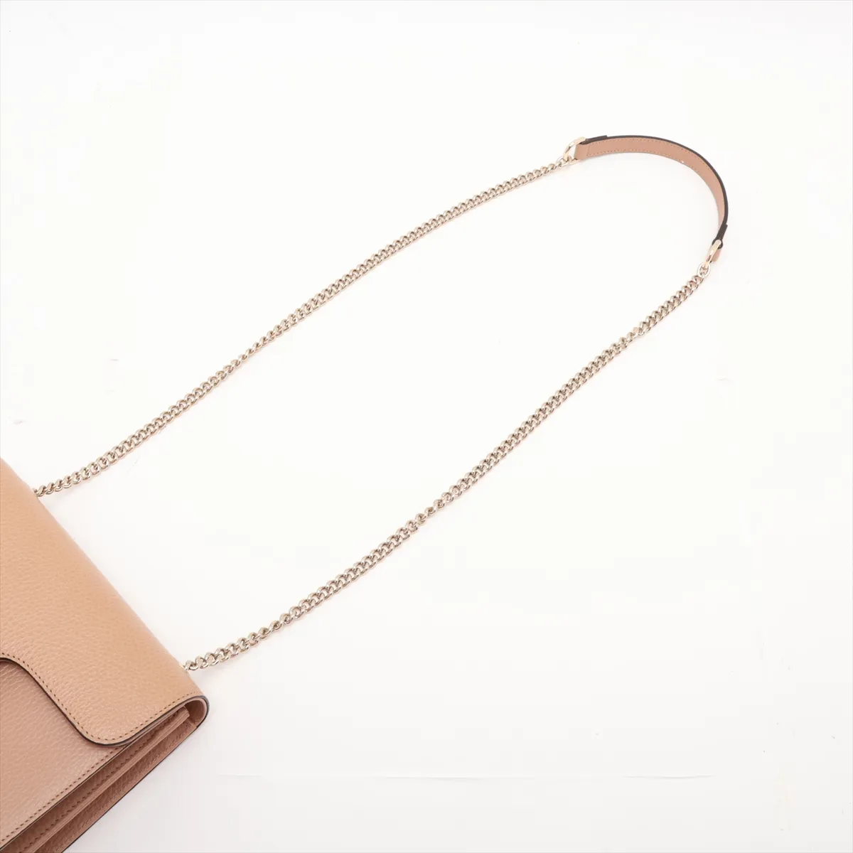 Interlocking G 510304 Leather Chain Shoulder Bag, Beige, Outlet — view 5