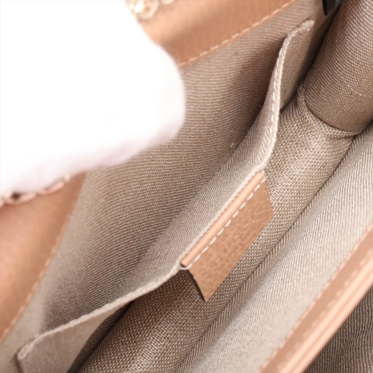 Interlocking G 510304 Leather Chain Shoulder Bag, Beige, Outlet — view 8