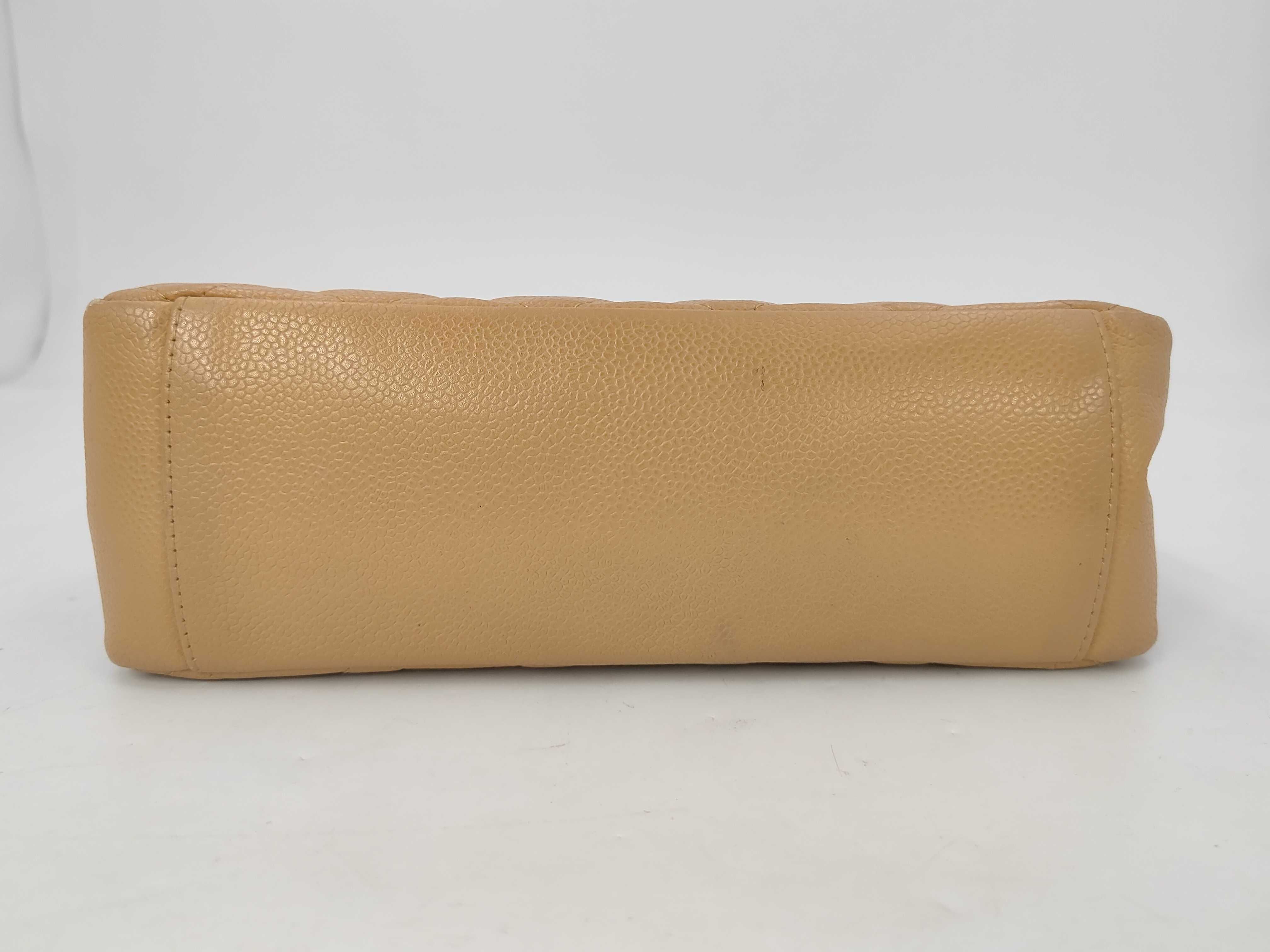 Caviar Skin Chain Tote Bag, Series 8, Beige, Gold Seal — view 4