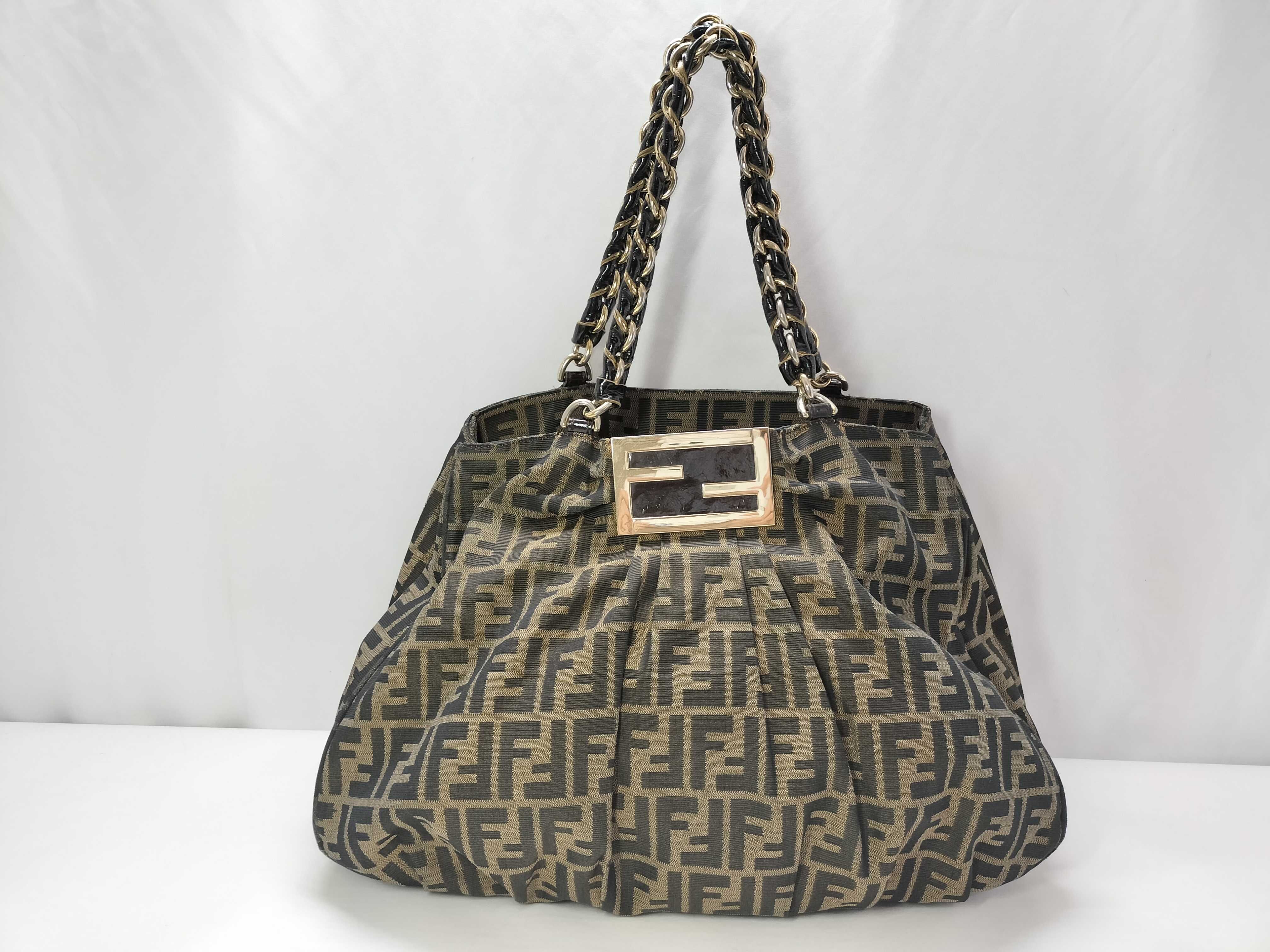 Zucca pattern Fendi Mia tote bag Canvas x Leather tote bag
