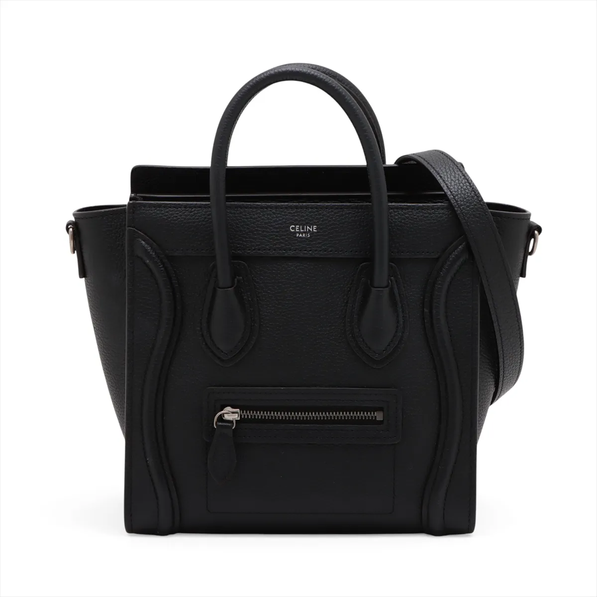 Luggage Nano Shopper Leather 2-Way Handbag, Black