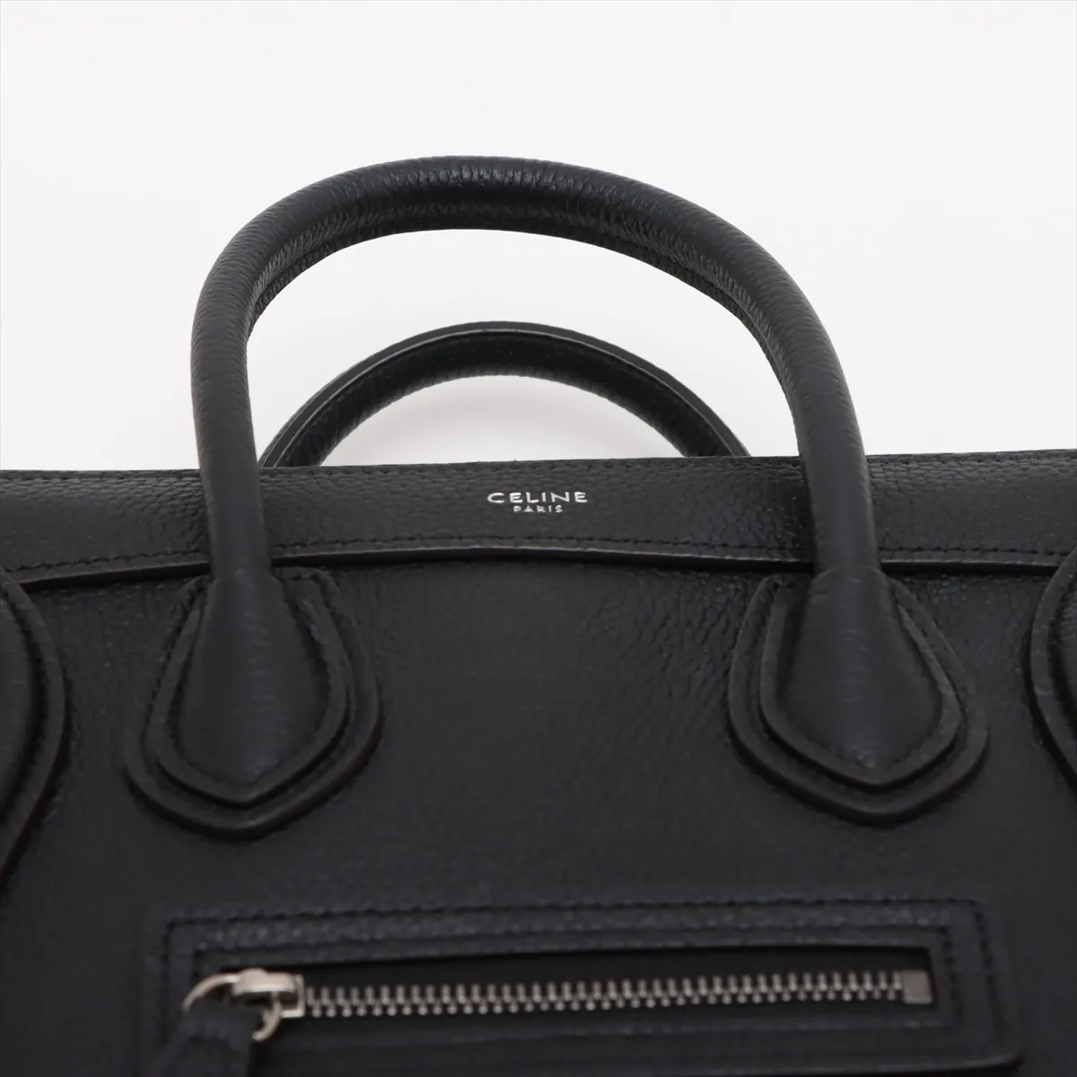 Luggage Nano Shopper Leather 2-Way Handbag, Black — view 6