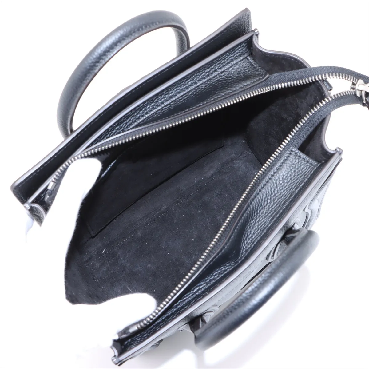 Luggage Nano Shopper Leather 2-Way Handbag, Black — view 8