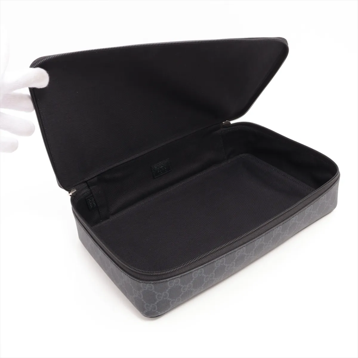 GG Supreme PVC Clutch Bag Black 726669 — view 3