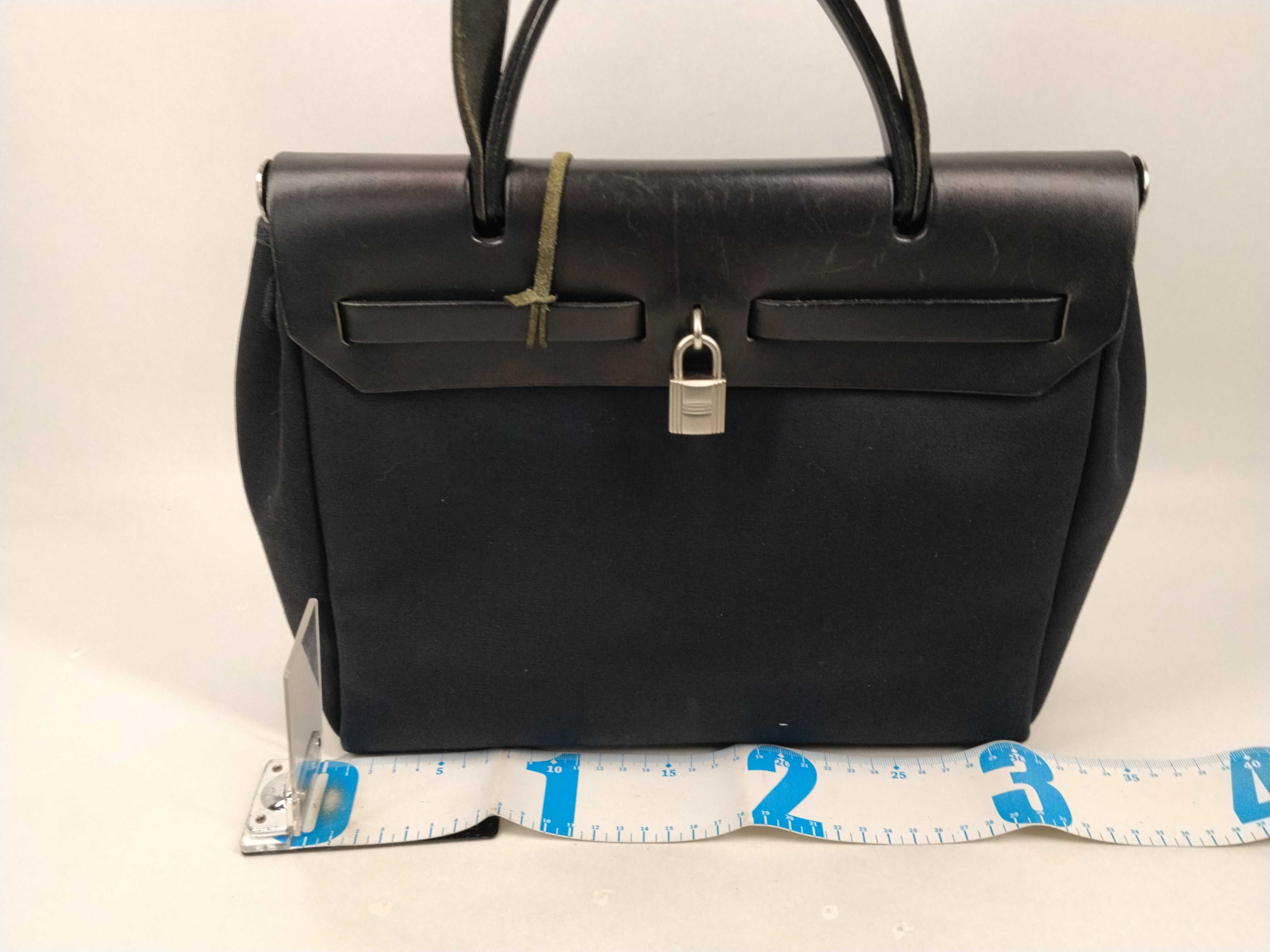 Herbag PM Toile Officier x Vache Hunter Black Silver Hardware E: 2001 Handbag with Stopper — view 2