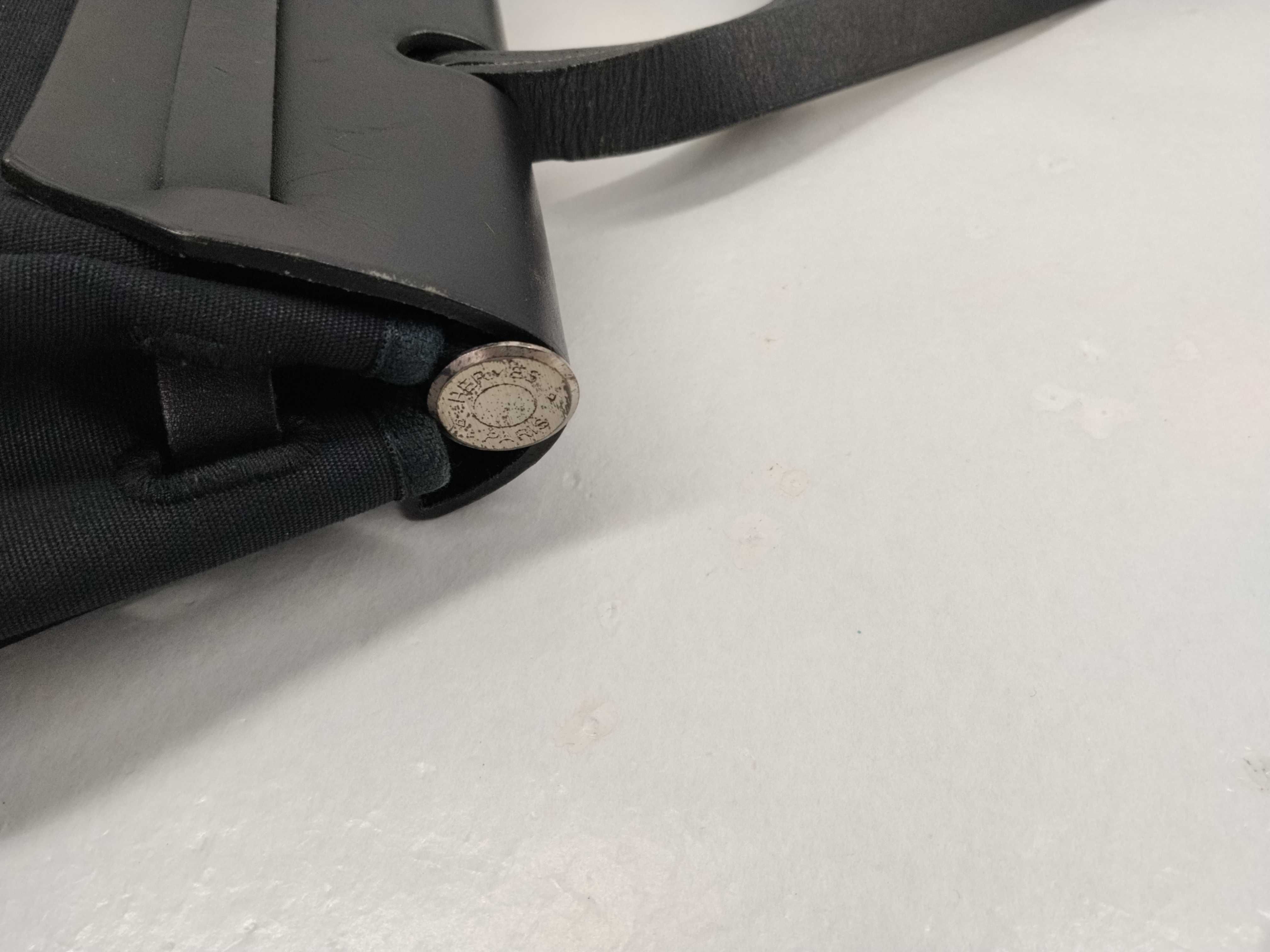 Herbag PM Toile Officier x Vache Hunter Black Silver Hardware E: 2001 Handbag with Stopper — view 7