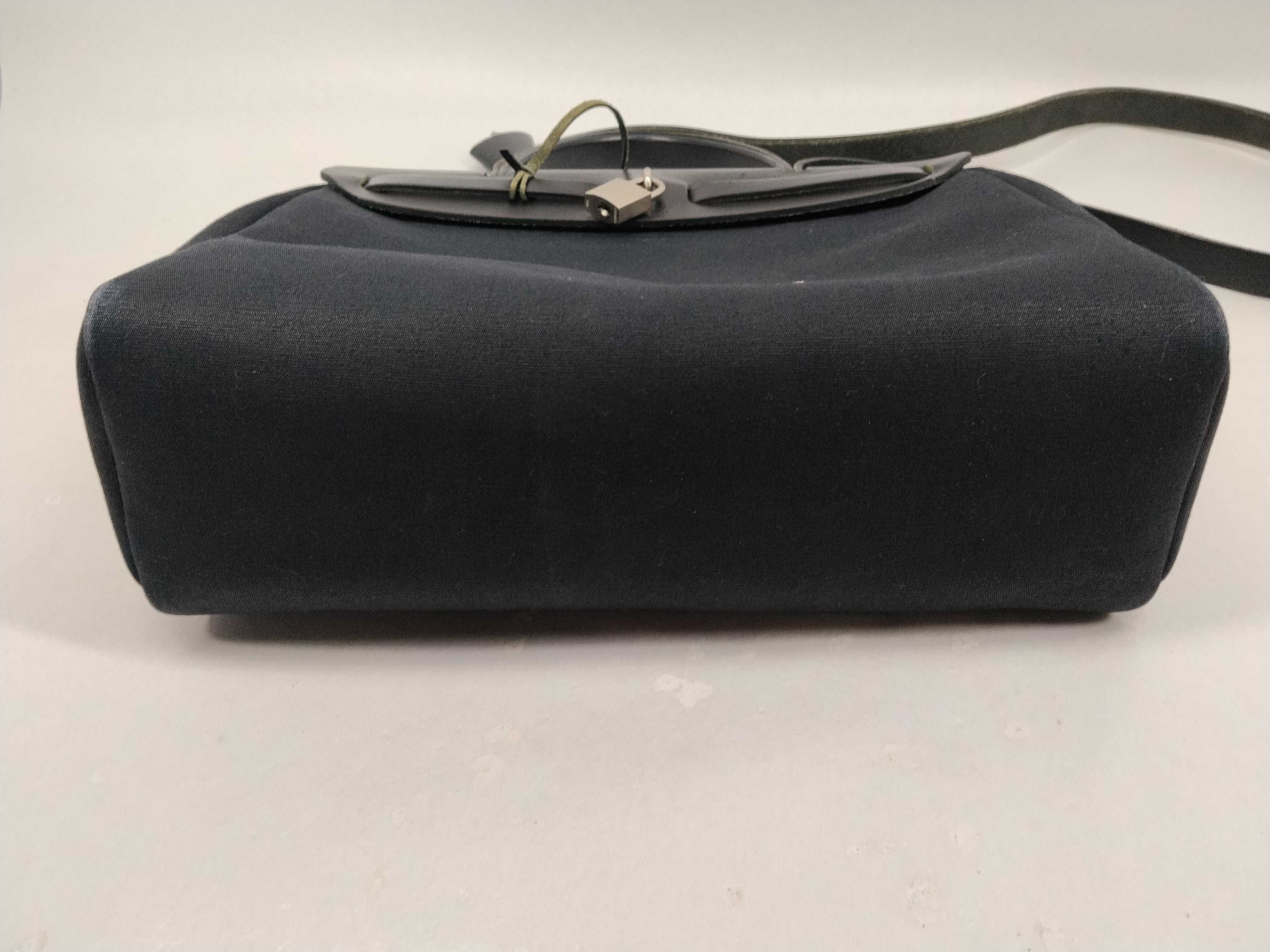 Herbag PM Toile Officier x Vache Hunter Black Silver Hardware E: 2001 Handbag with Stopper — view 9