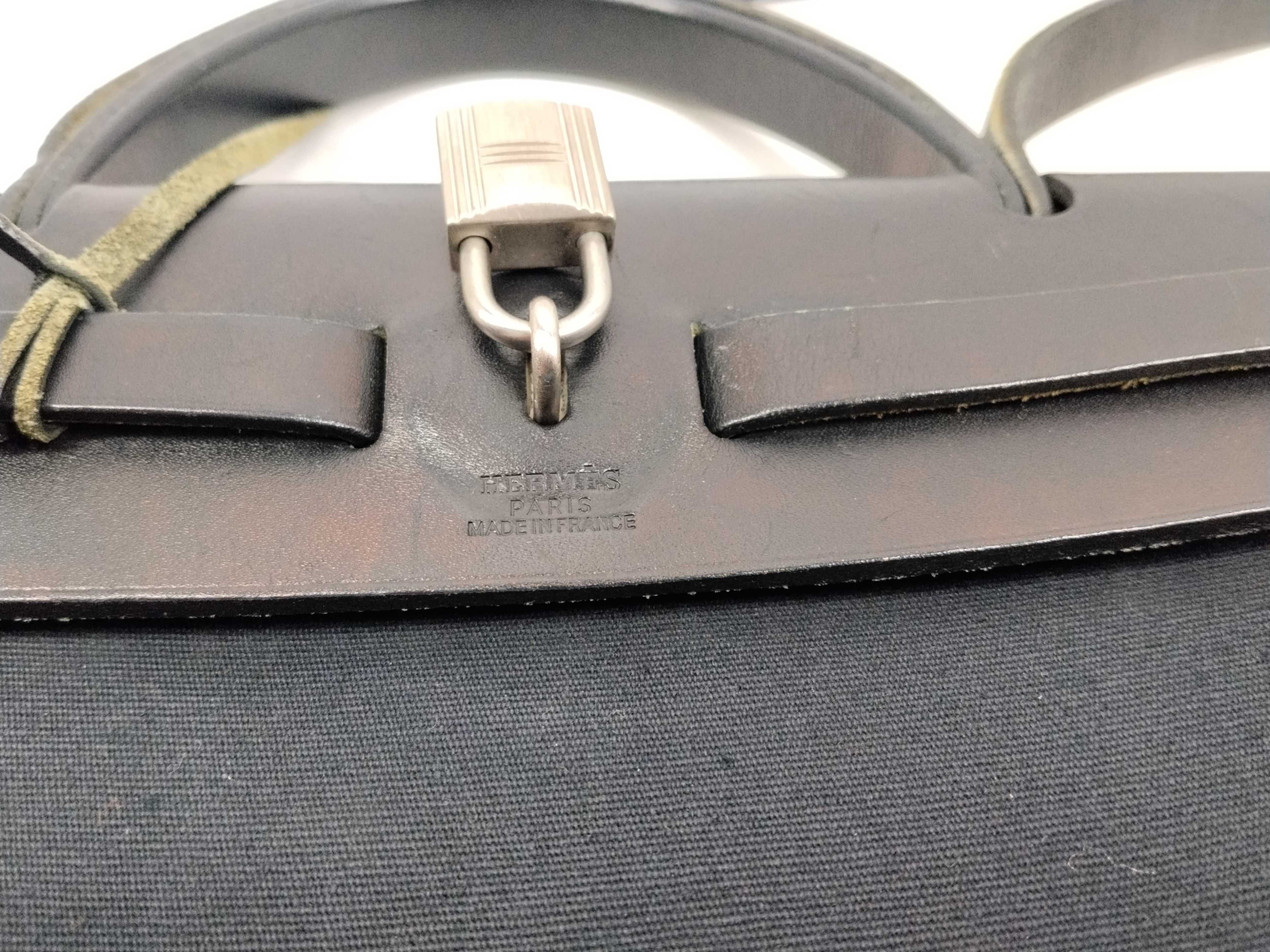 Herbag PM Toile Officier x Vache Hunter Black Silver Hardware E: 2001 Handbag with Stopper — view 10