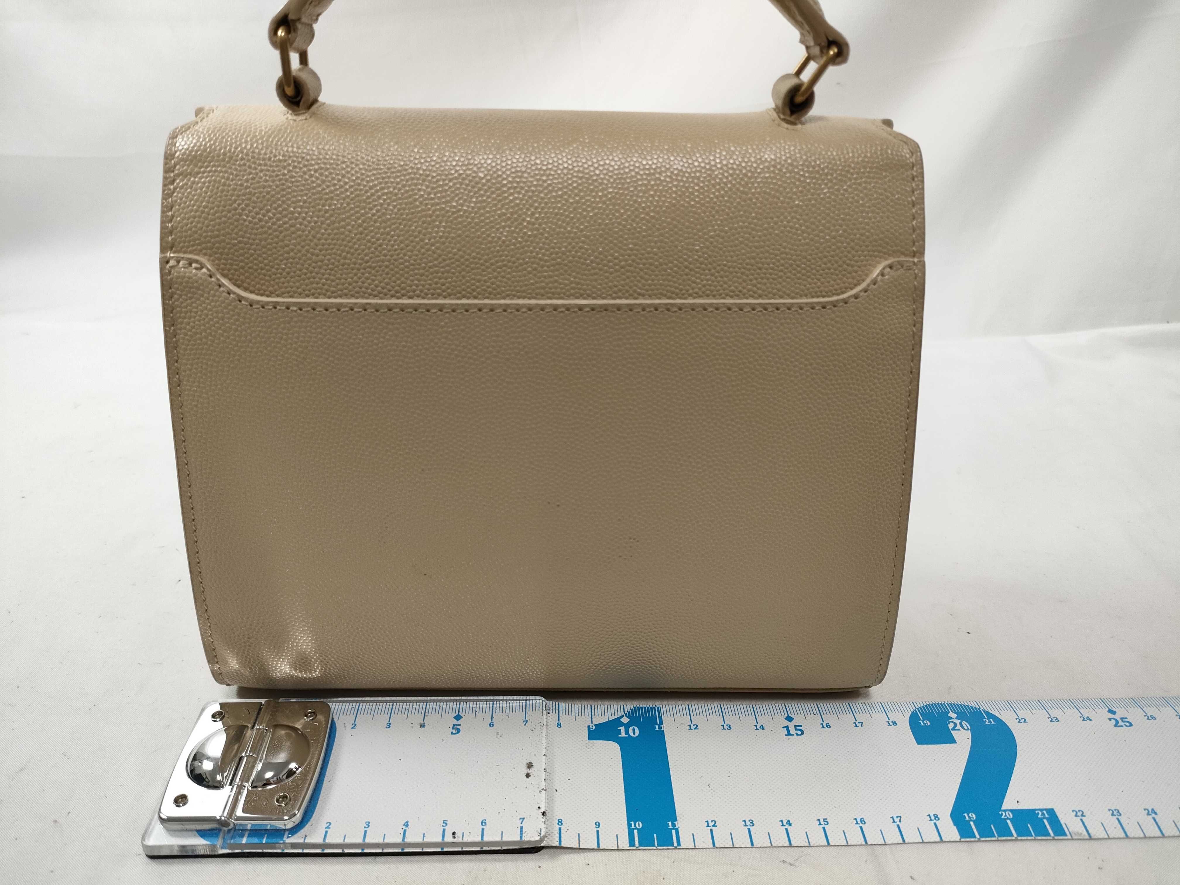 Cassandra Leather 2-Way Handbag, Beige — view 2