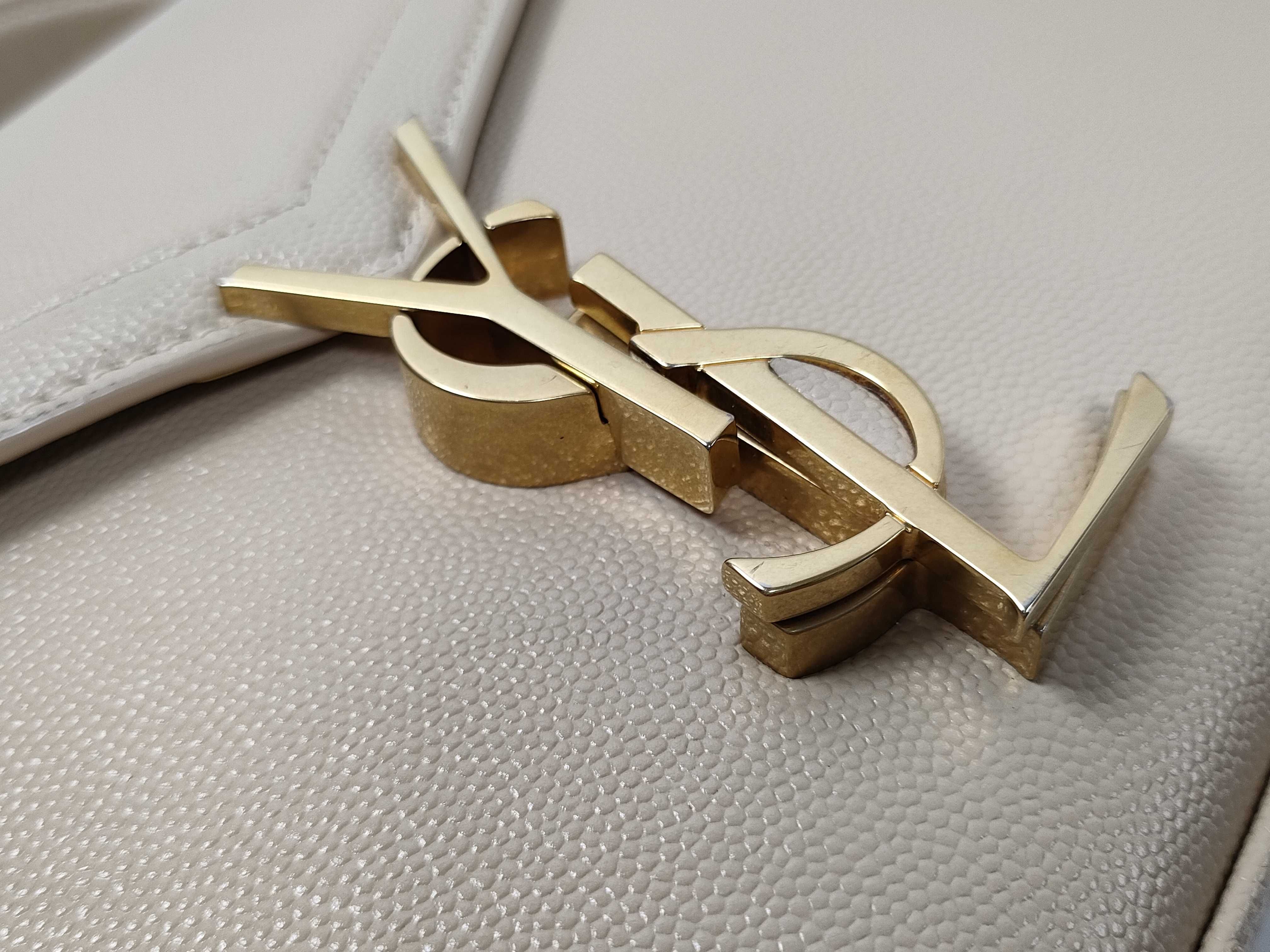 Cassandra Leather 2-Way Handbag, Beige — view 15