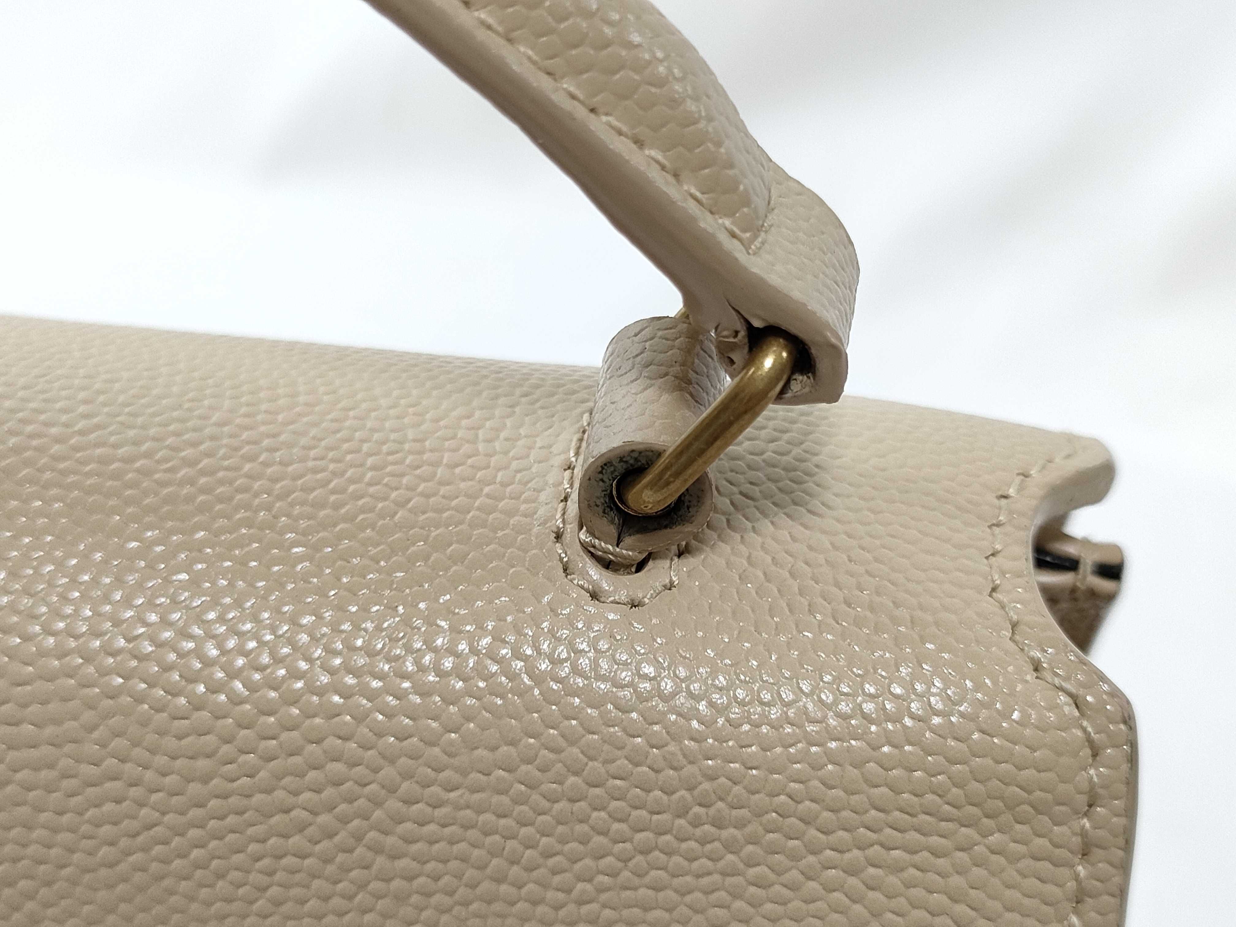 Cassandra Leather 2-Way Handbag, Beige — view 4