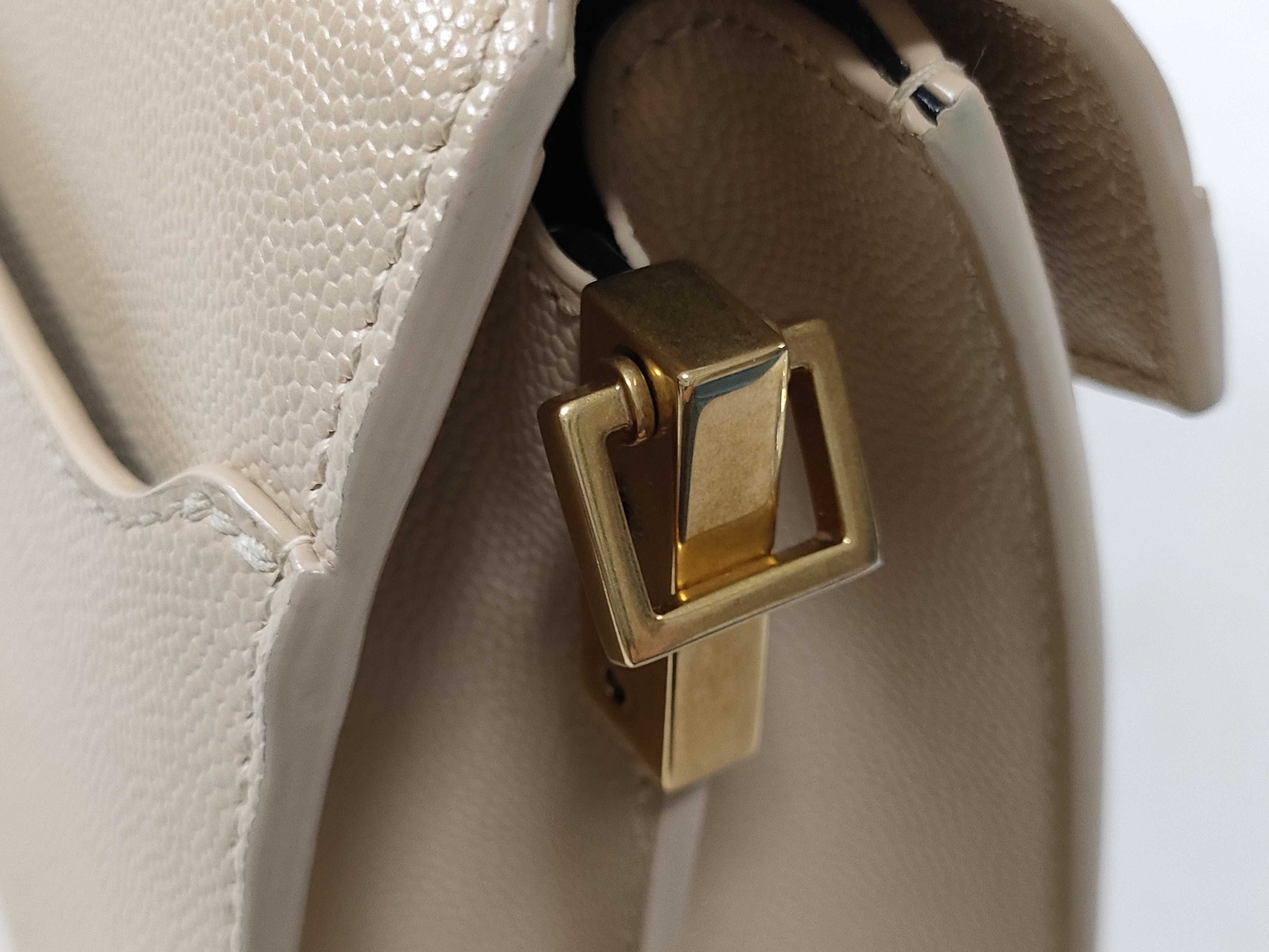 Cassandra Leather 2-Way Handbag, Beige — view 6