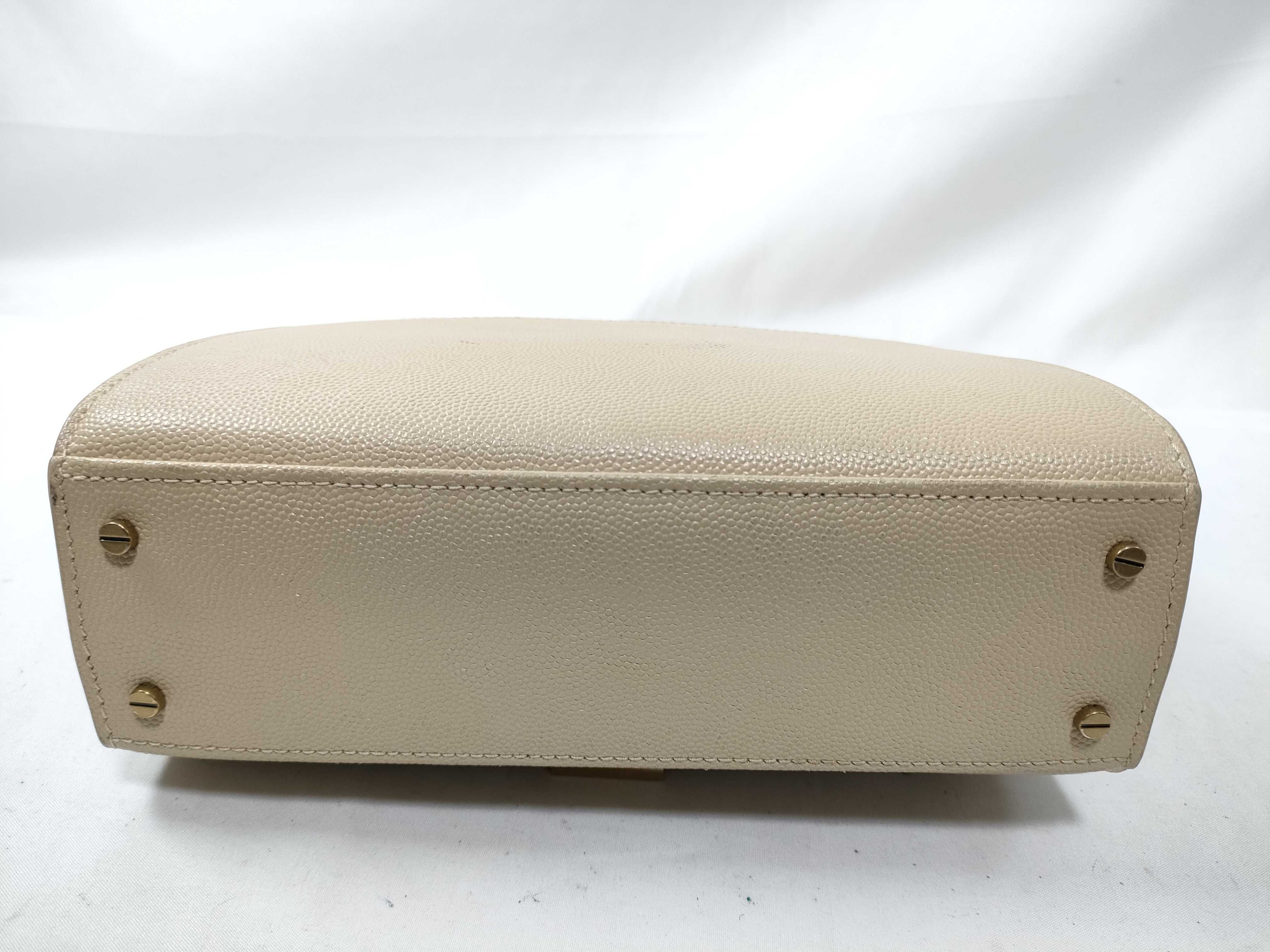 Cassandra Leather 2-Way Handbag, Beige — view 7