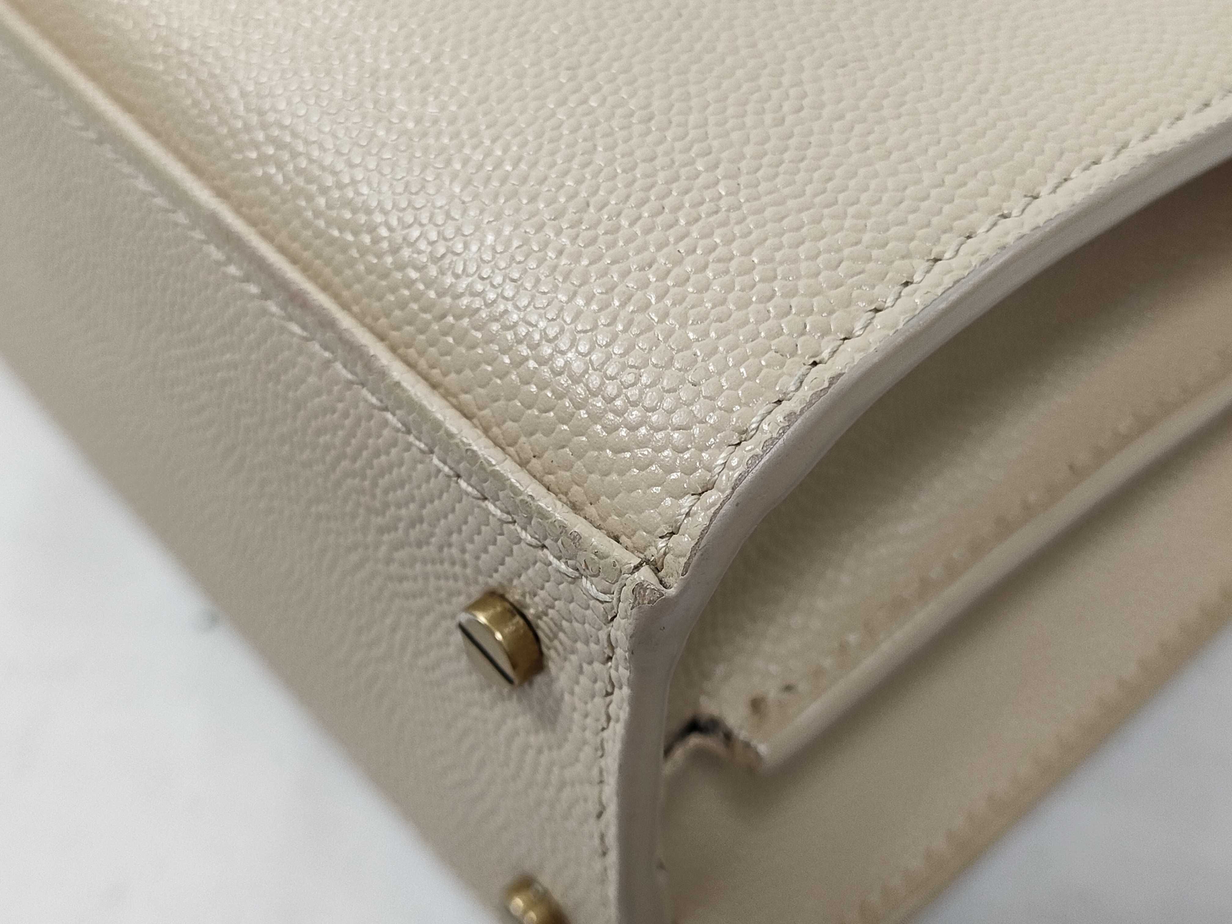 Cassandra Leather 2-Way Handbag, Beige — view 8