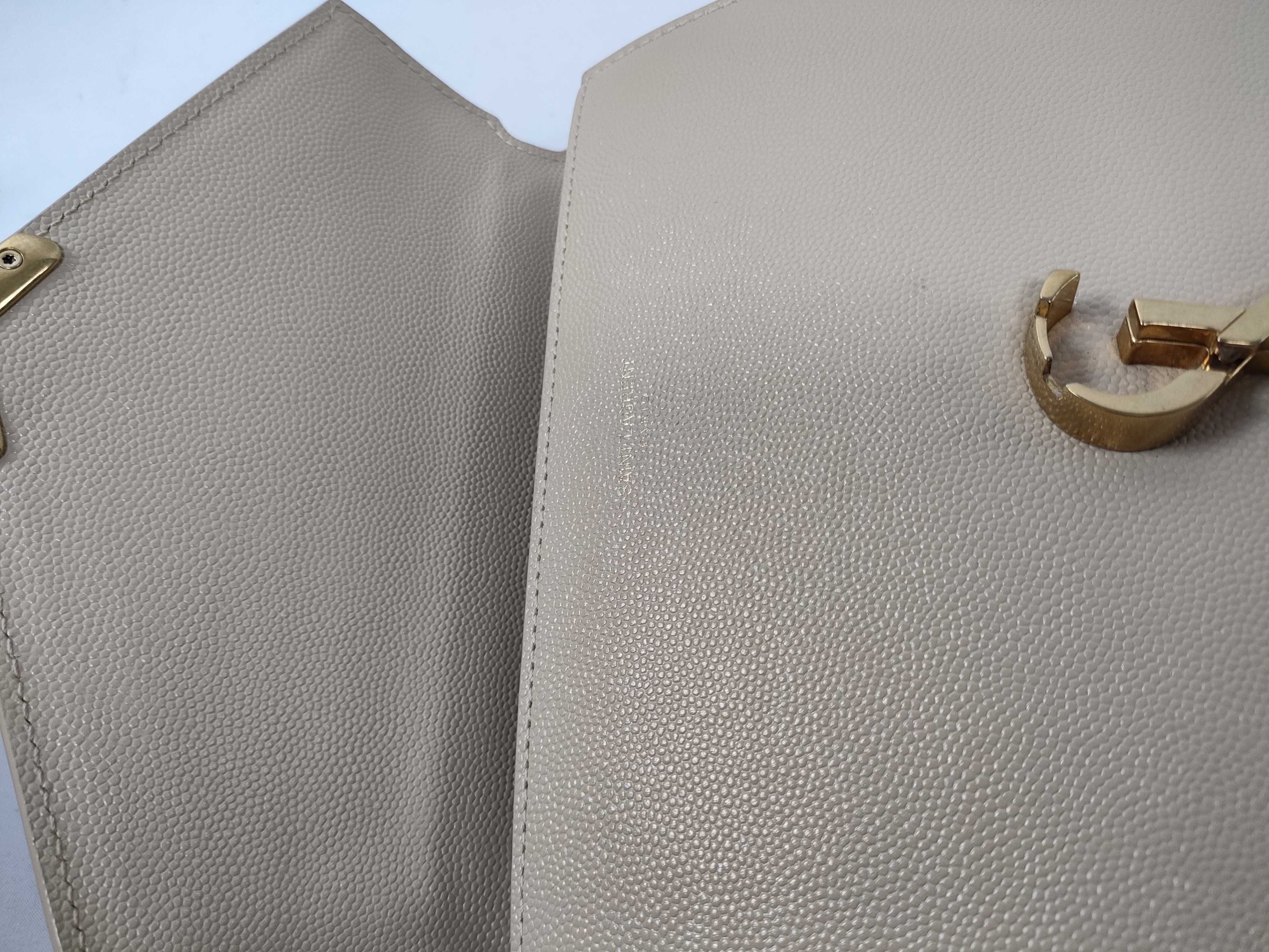 Cassandra Leather 2-Way Handbag, Beige — view 9