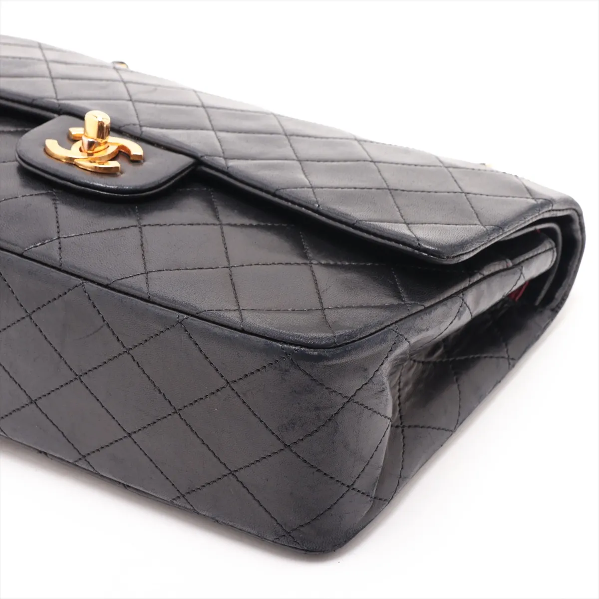 Matelassé 25 Lambskin Double Flap Double Chain Bag, Black with Gold Hardware, 0463919, Serial Number 0-series, A01112 — view 3