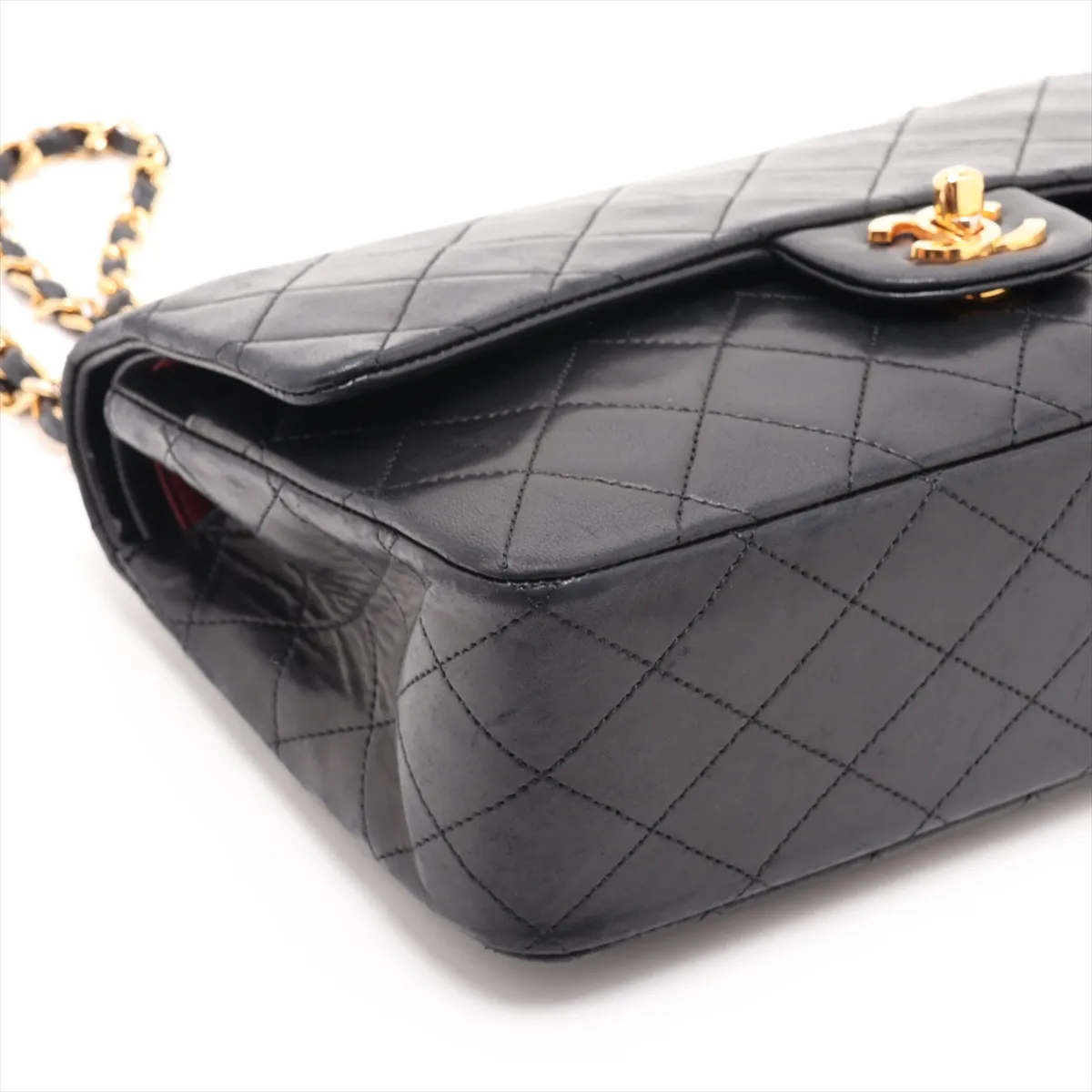 Matelassé 25 Lambskin Double Flap Double Chain Bag, Black with Gold Hardware, 0463919, Serial Number 0-series, A01112 — view 4
