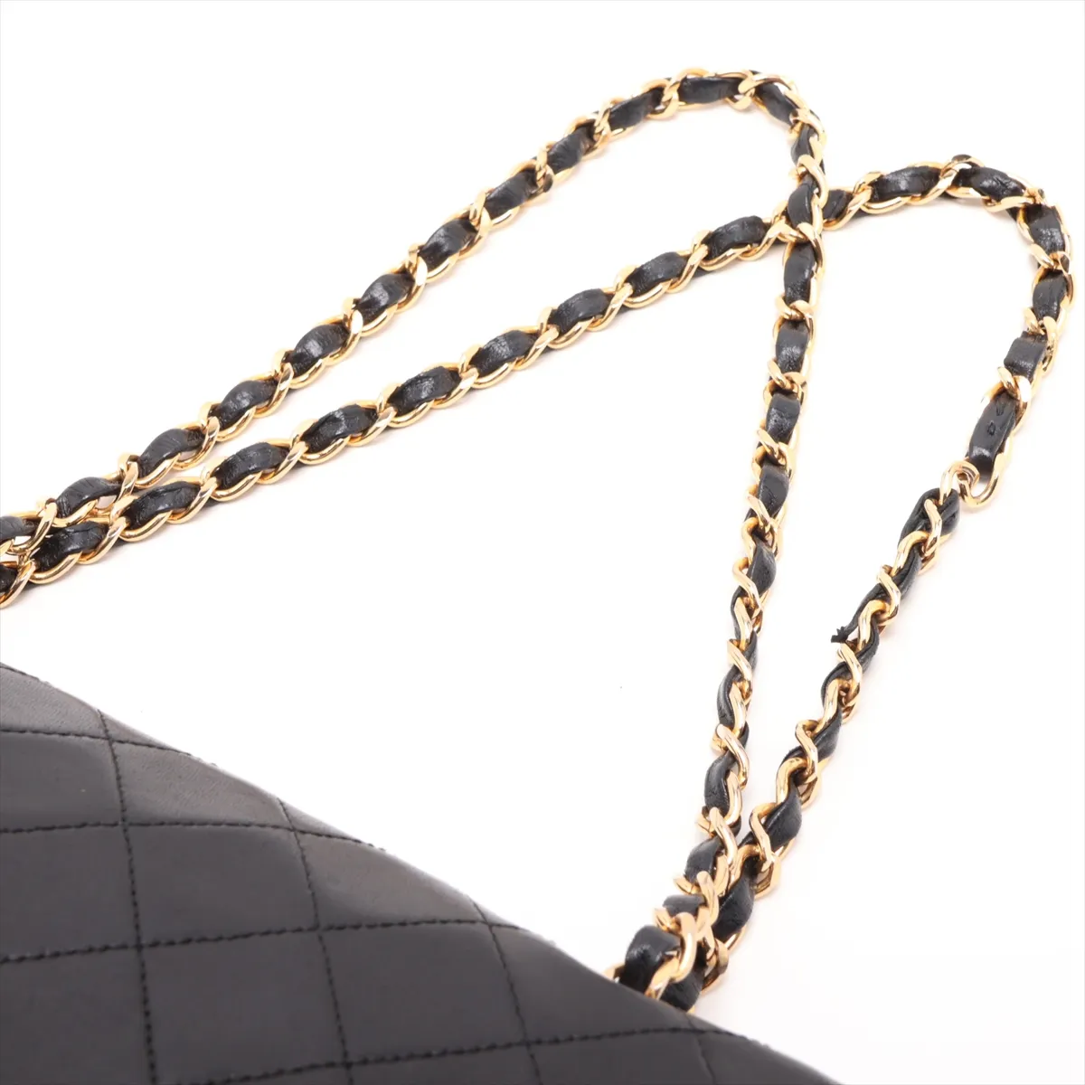 Matelassé 25 Lambskin Double Flap Double Chain Bag, Black with Gold Hardware, 0463919, Serial Number 0-series, A01112 — view 5
