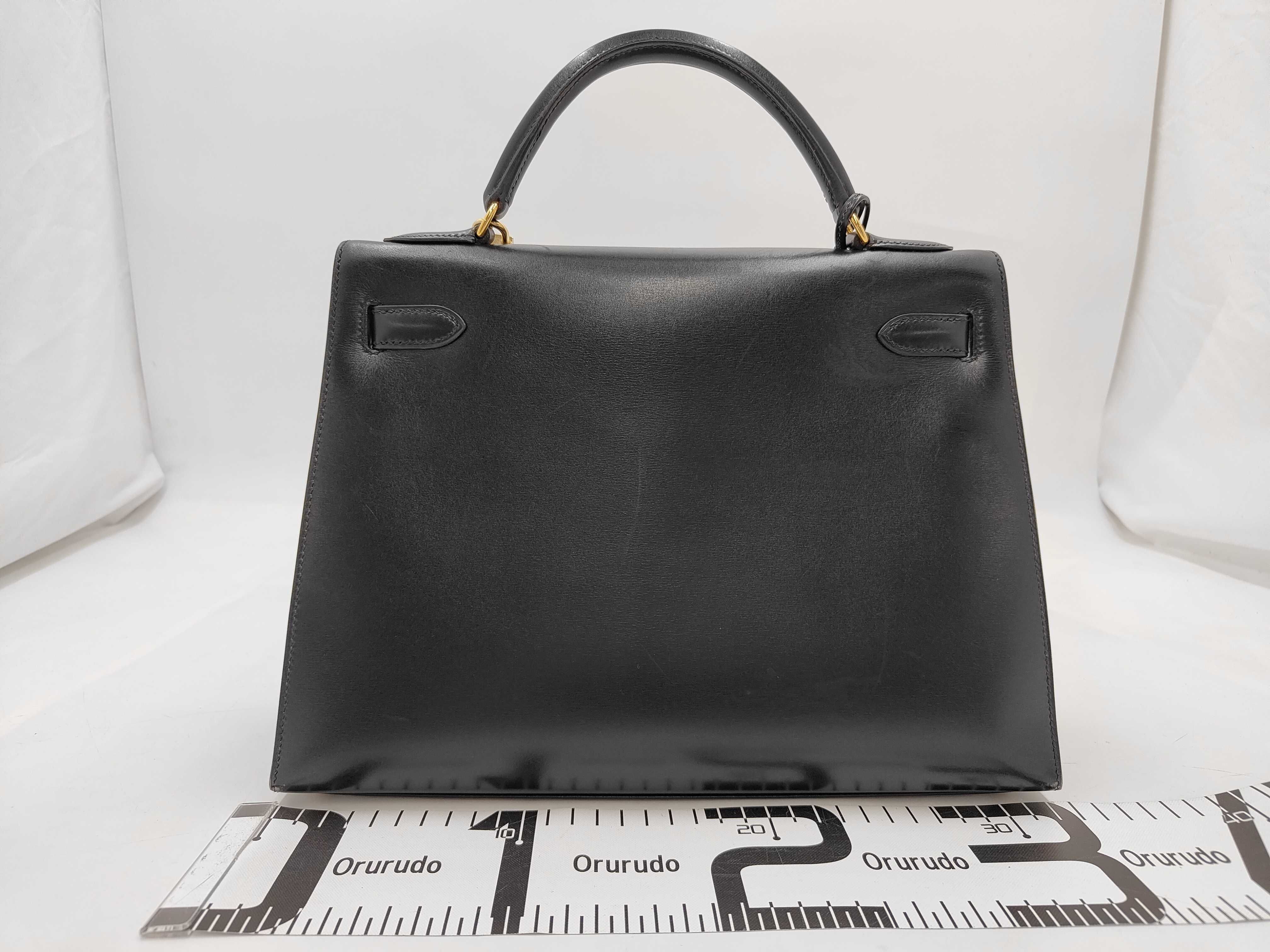 Kelly 32 Box Calf Black, Sellier Stitching, C Handbag — view 2