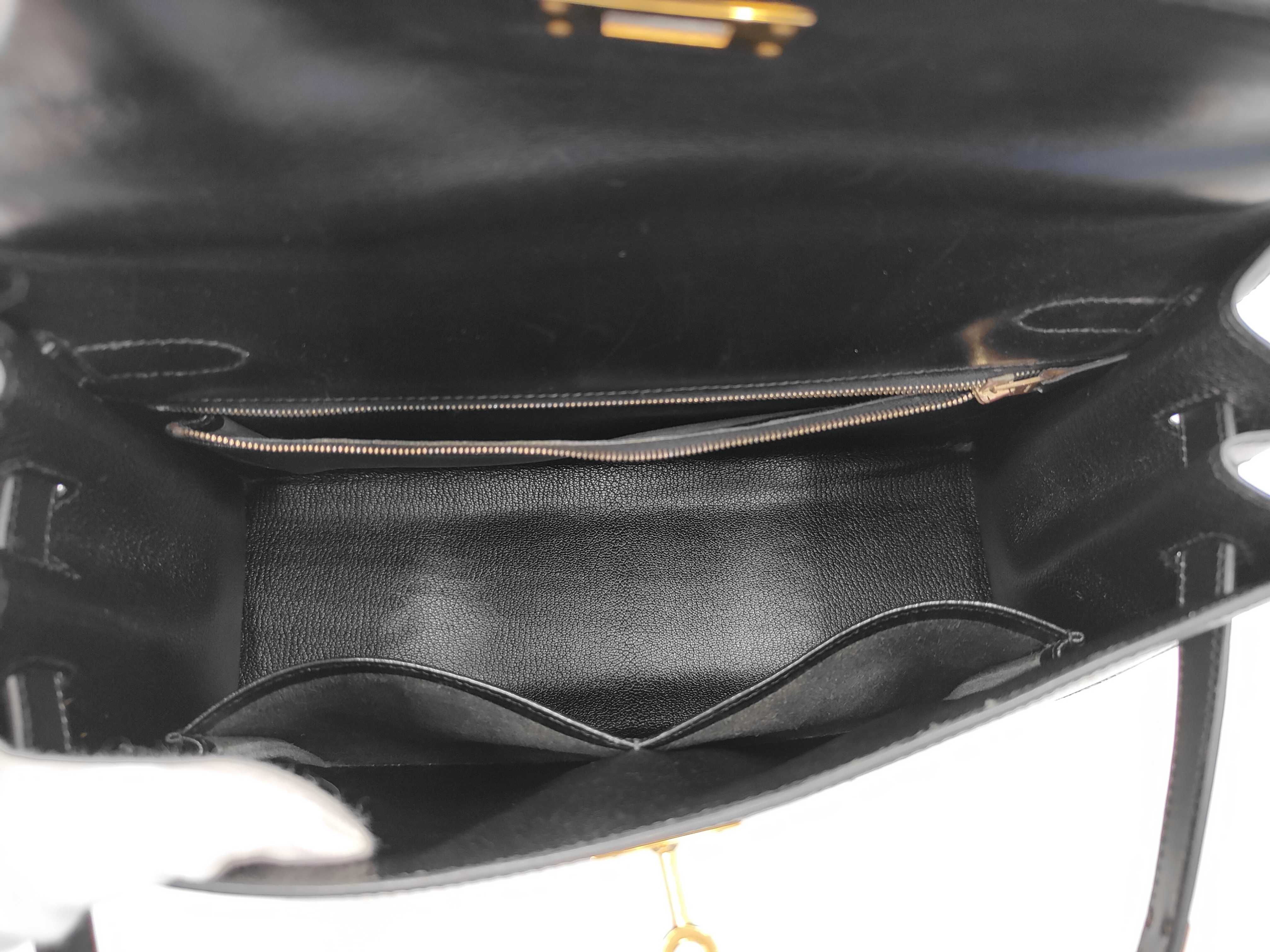 Kelly 32 Box Calf Black, Sellier Stitching, C Handbag — view 12