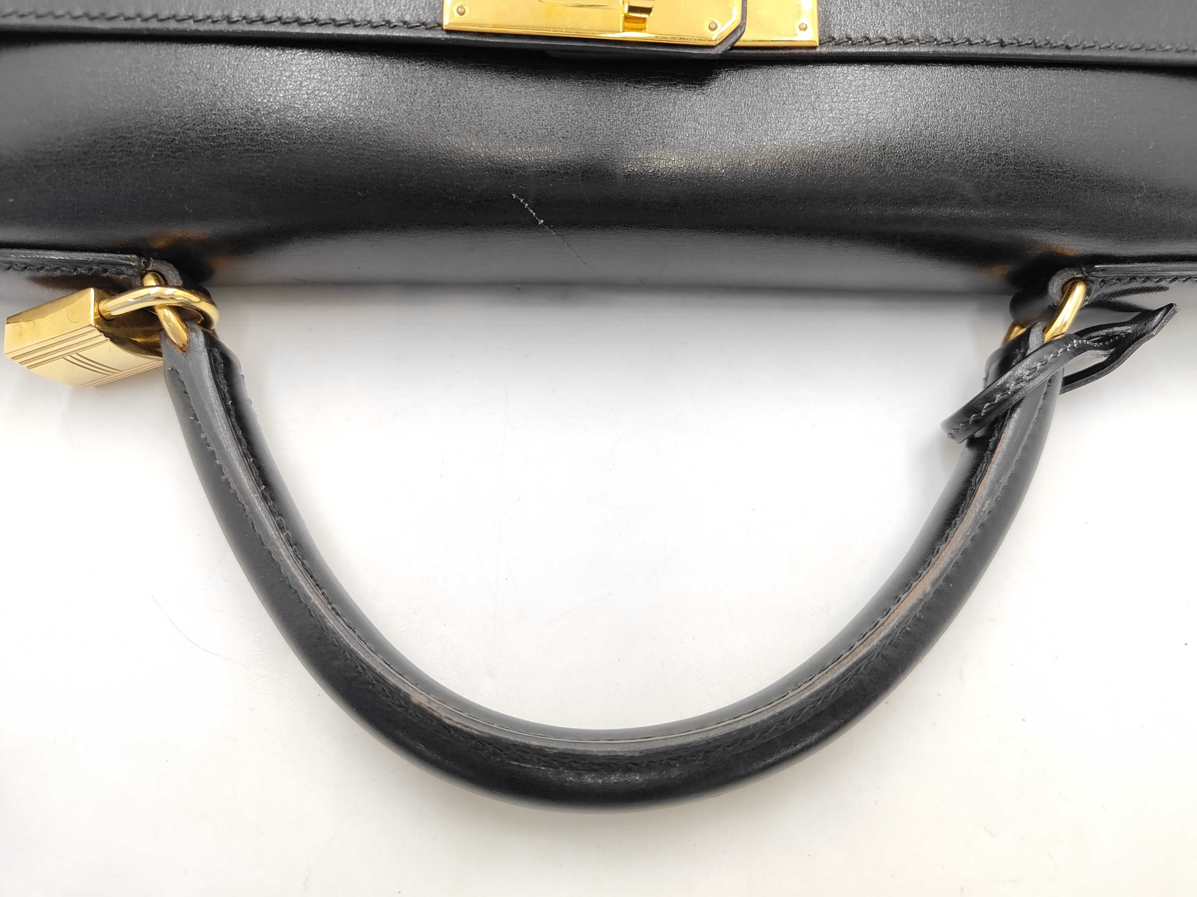 Kelly 32 Box Calf Black, Sellier Stitching, C Handbag — view 6