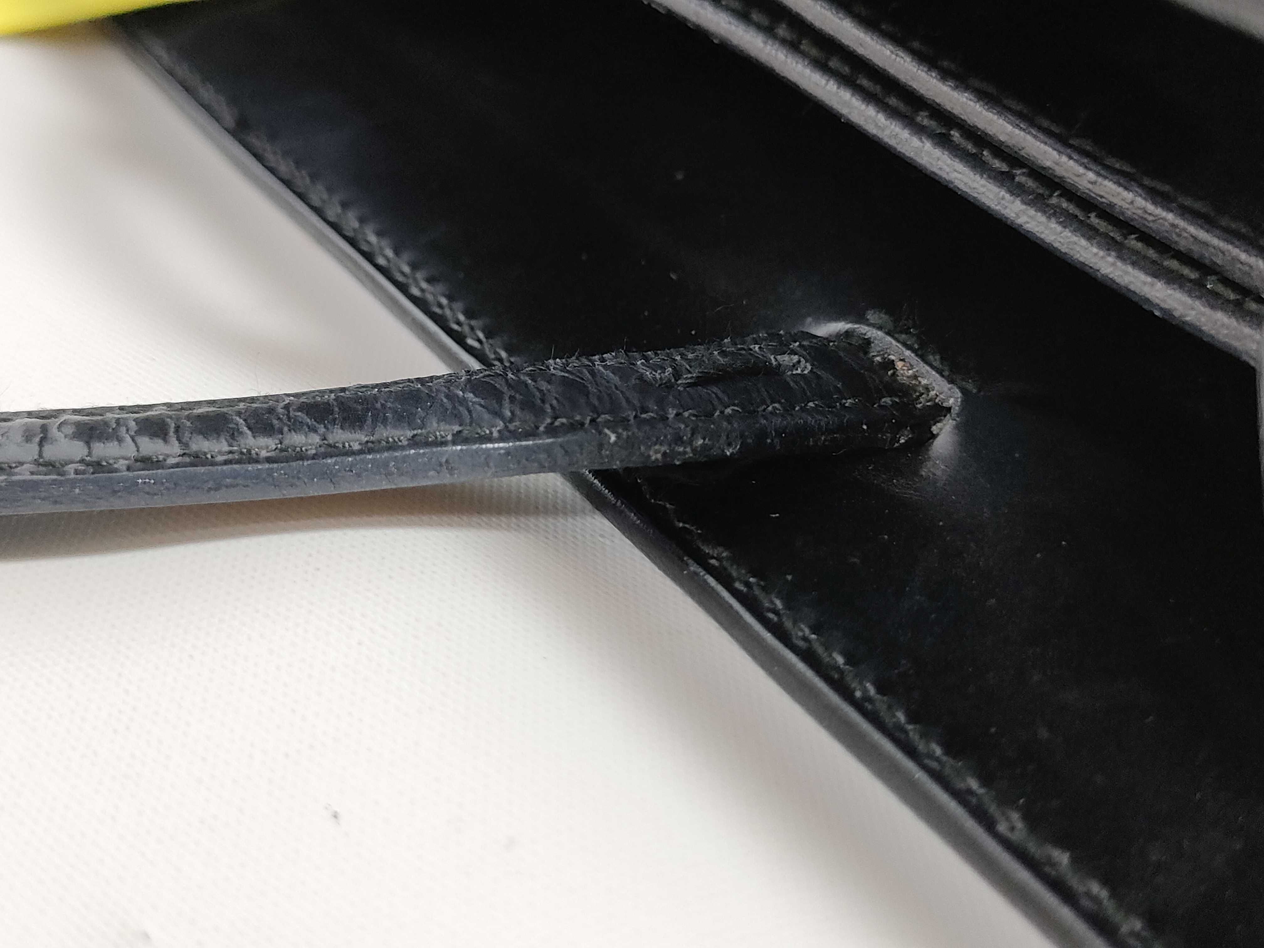 Enamel Leather Handbag with Side Triangle Logo — view 5
