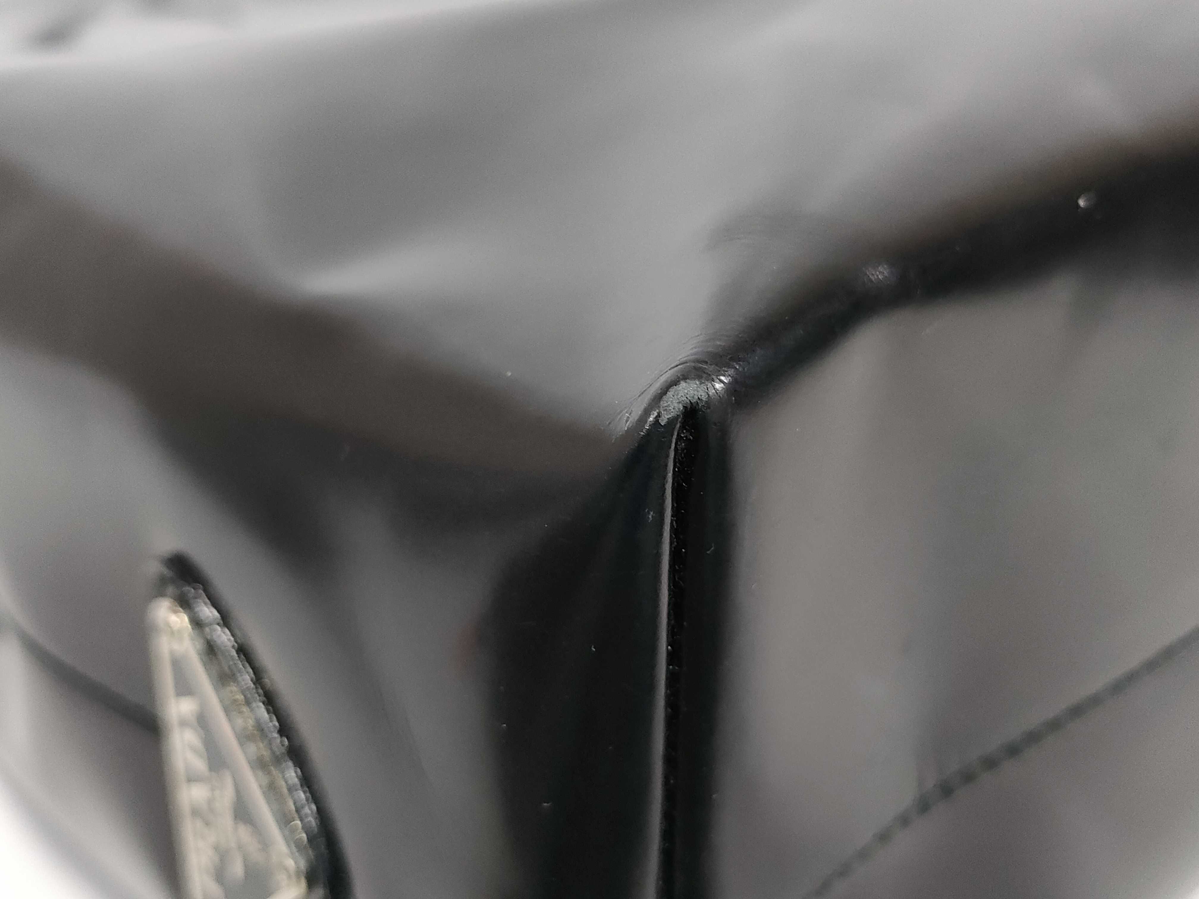 Enamel Leather Handbag with Side Triangle Logo — view 6