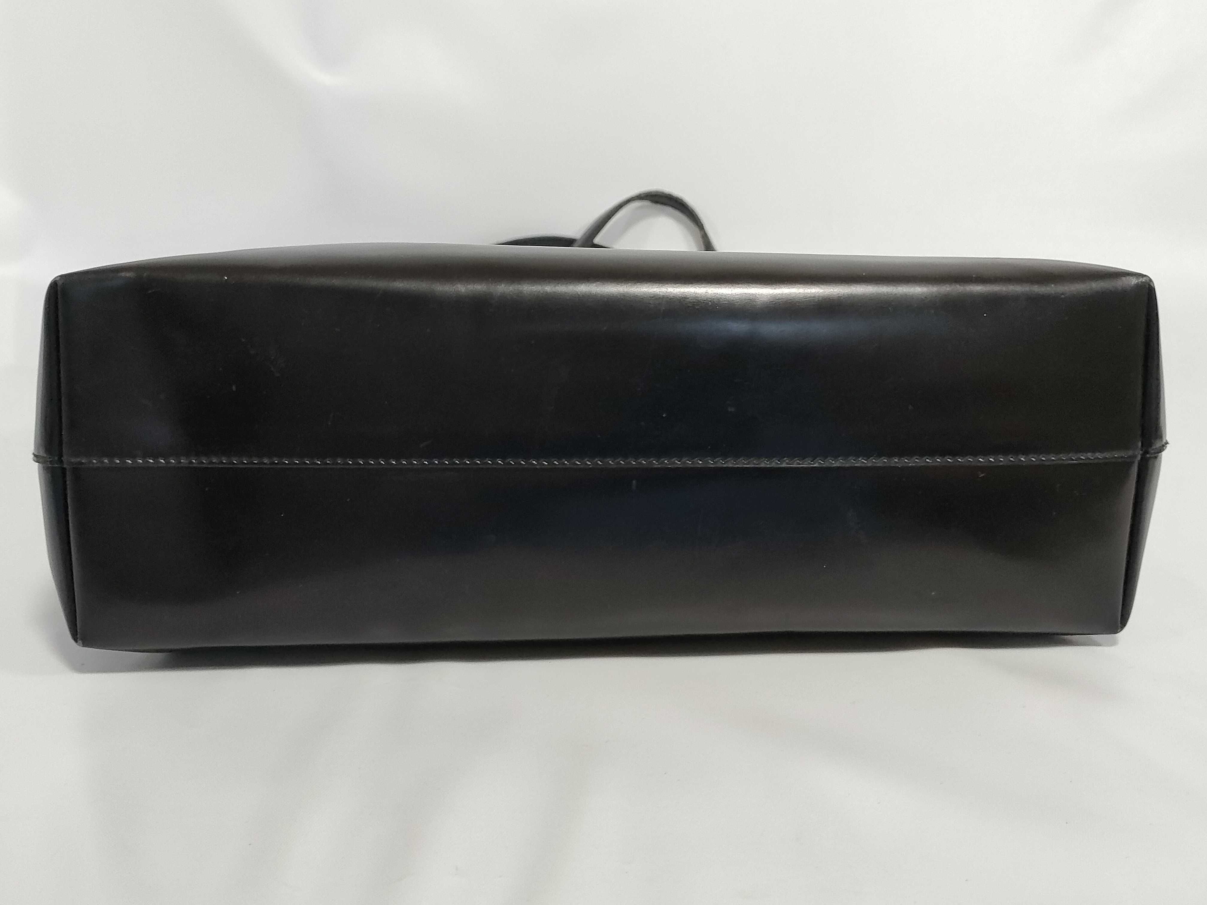 Enamel Leather Handbag with Side Triangle Logo — view 7