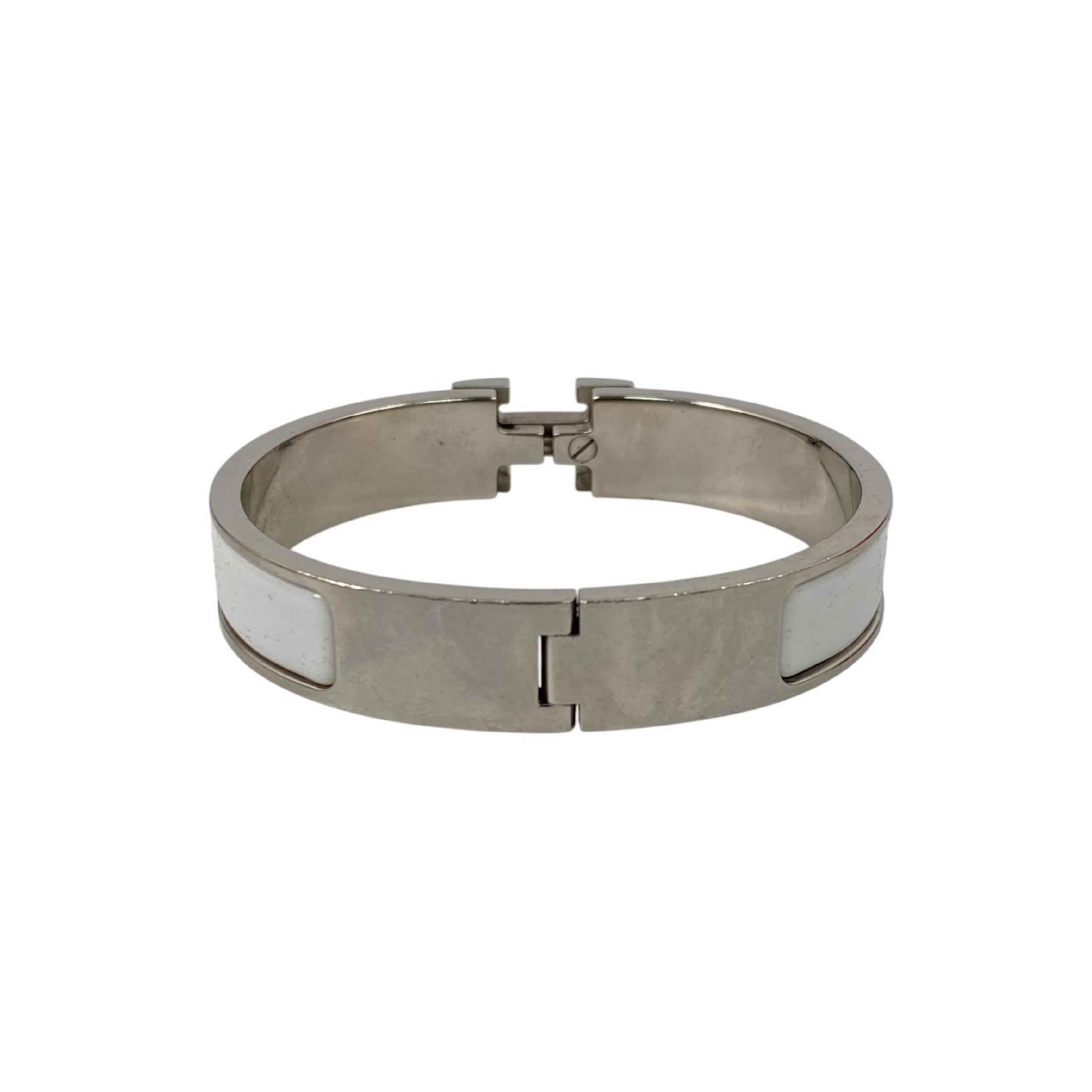 【*Shipped from: Hong Kong*】HERMES ( ) White Palladium Plated Metal Click H Bangle Bracelet — view 2