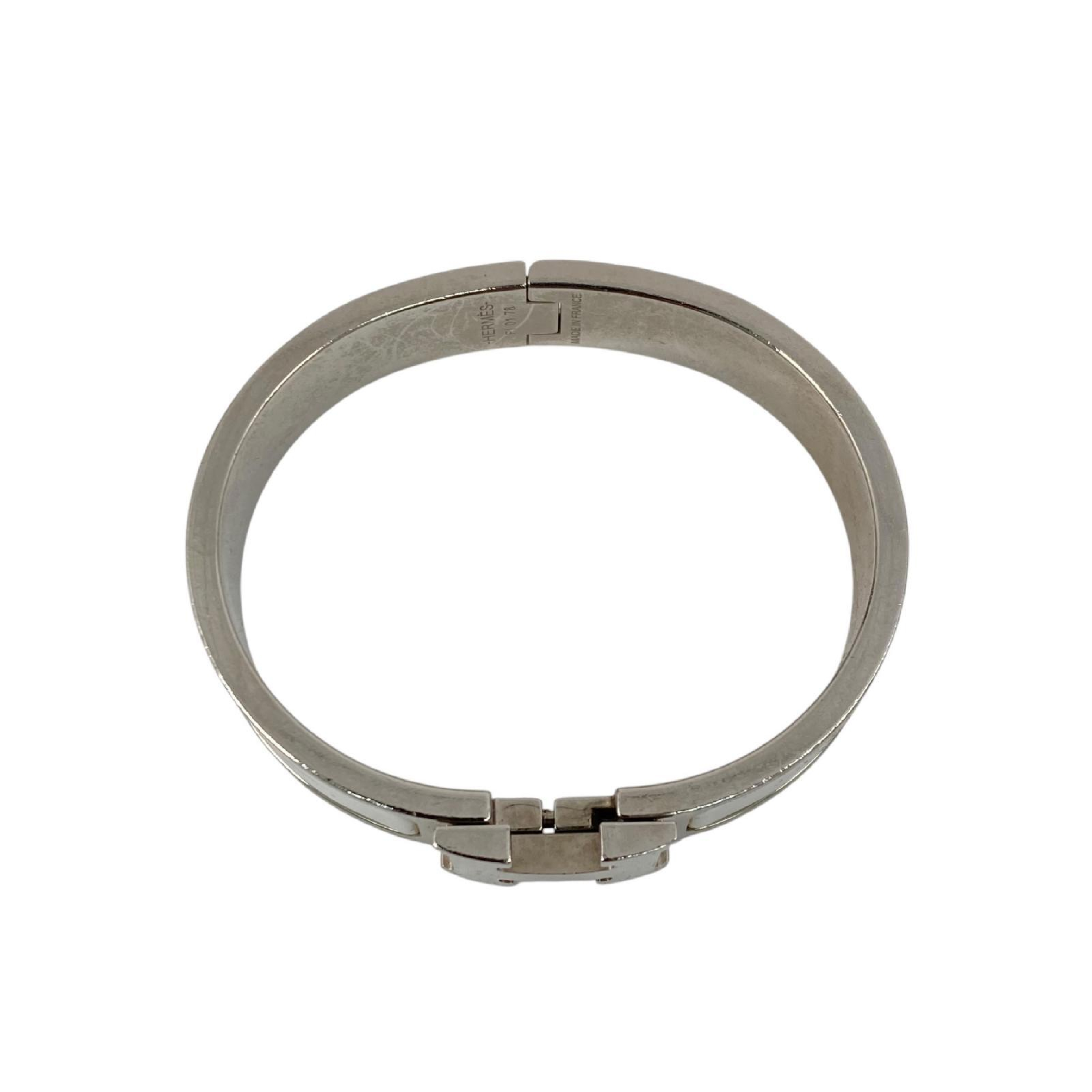 【*Shipped from: Hong Kong*】HERMES ( ) White Palladium Plated Metal Click H Bangle Bracelet — view 5