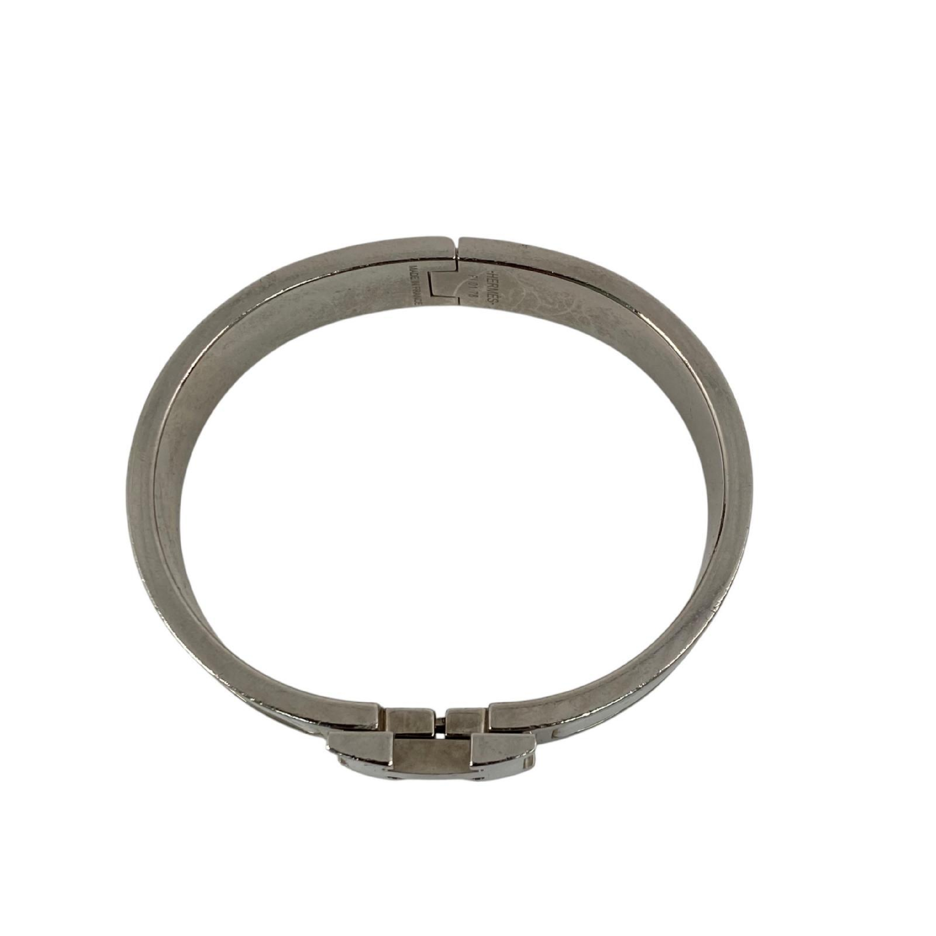【*Shipped from: Hong Kong*】HERMES ( ) White Palladium Plated Metal Click H Bangle Bracelet — view 6