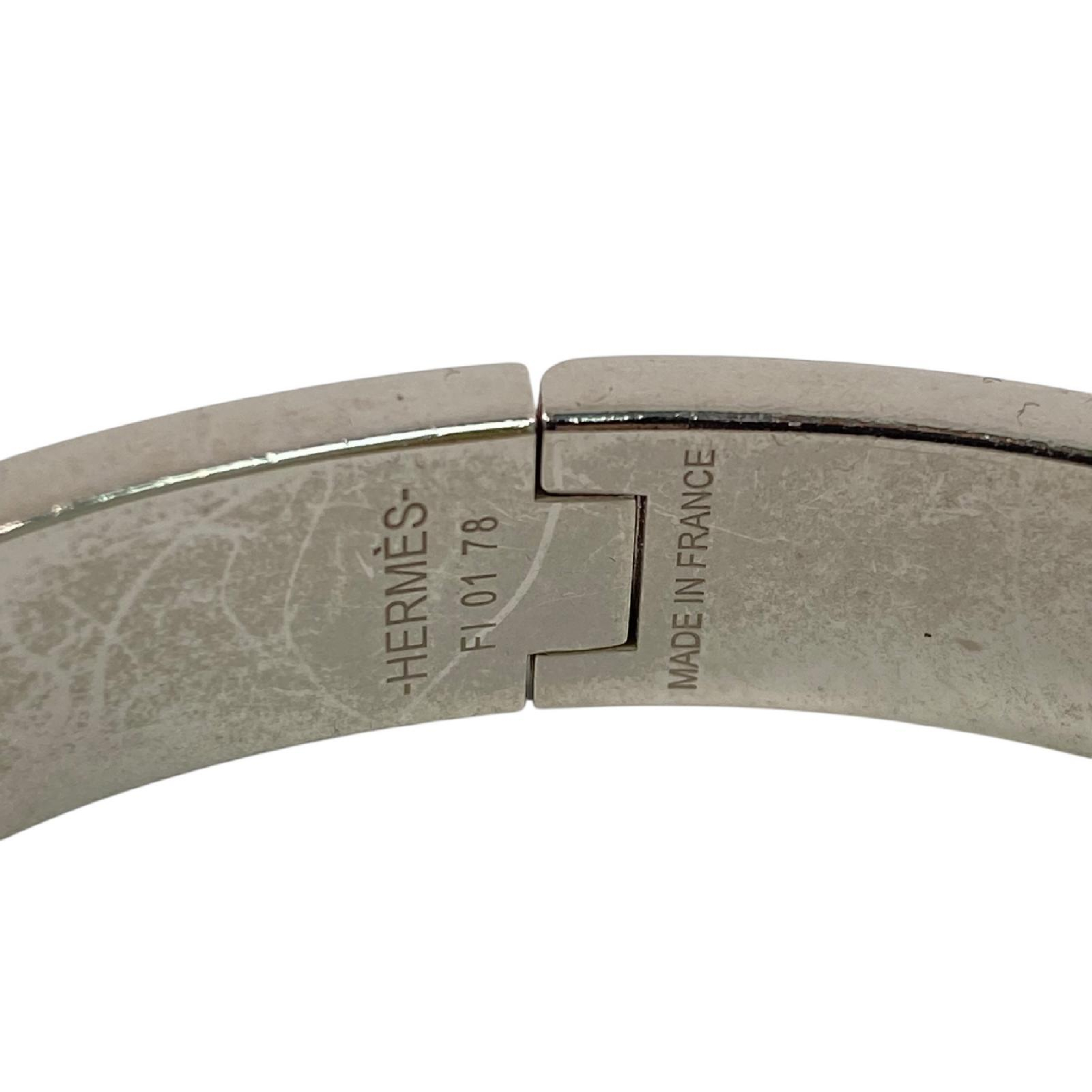 【*Shipped from: Hong Kong*】HERMES ( ) White Palladium Plated Metal Click H Bangle Bracelet — view 7