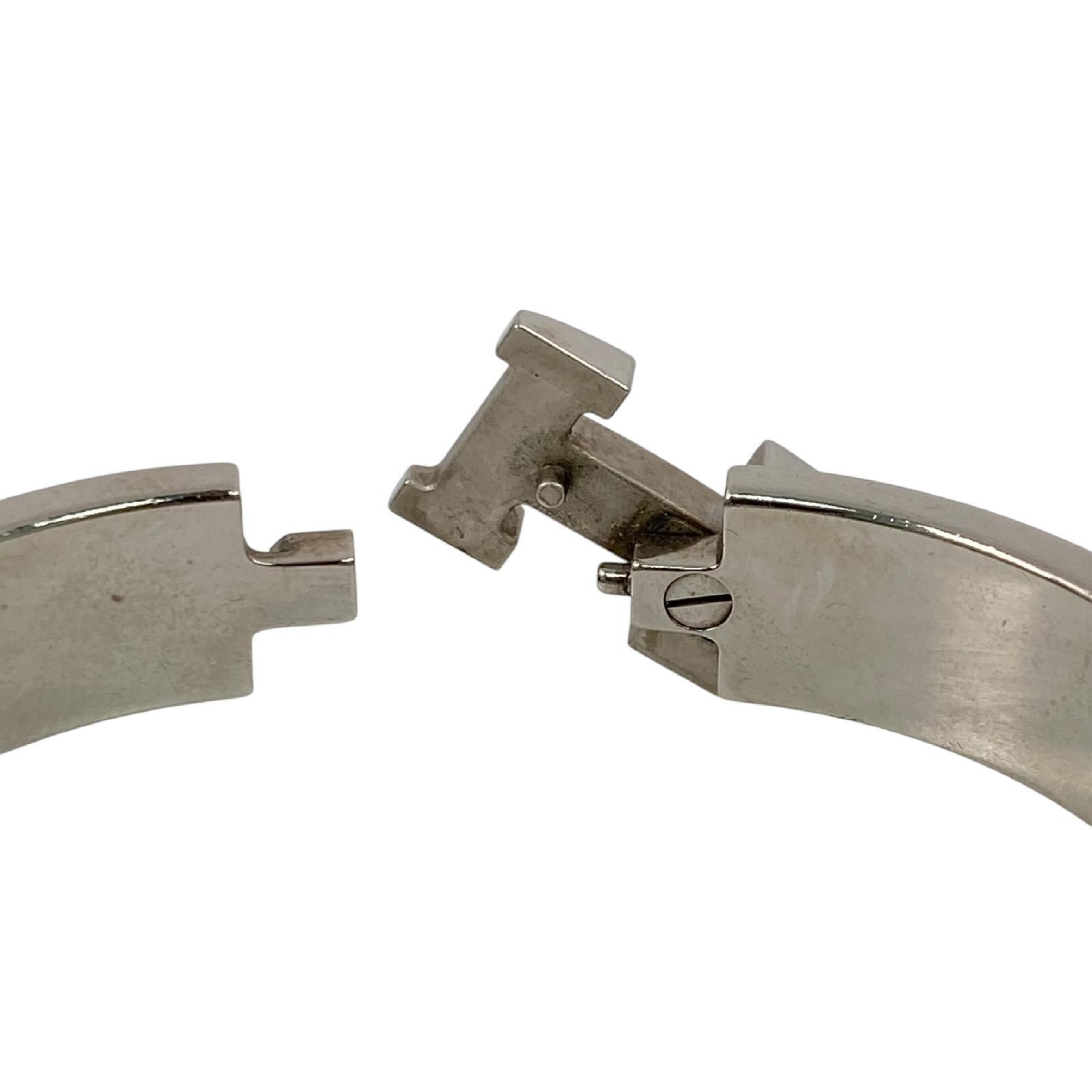 【*Shipped from: Hong Kong*】HERMES ( ) White Palladium Plated Metal Click H Bangle Bracelet — view 8
