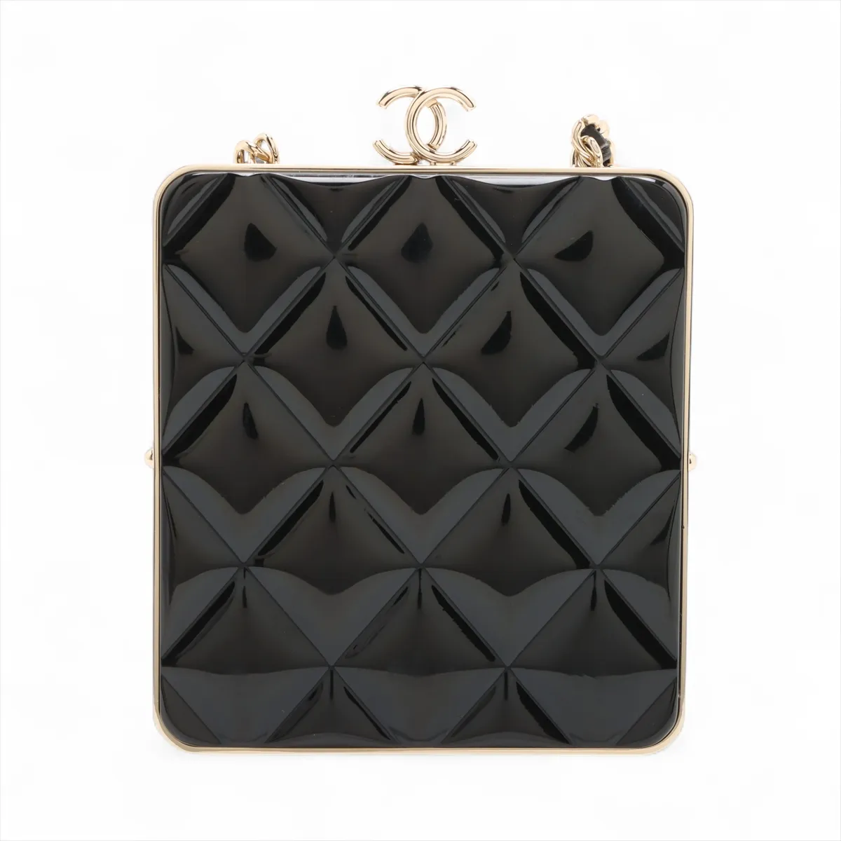 Matelasse Lambskin Chain Shoulder Bag Clasp Black Gold Hardware 31884267 31s — view 2
