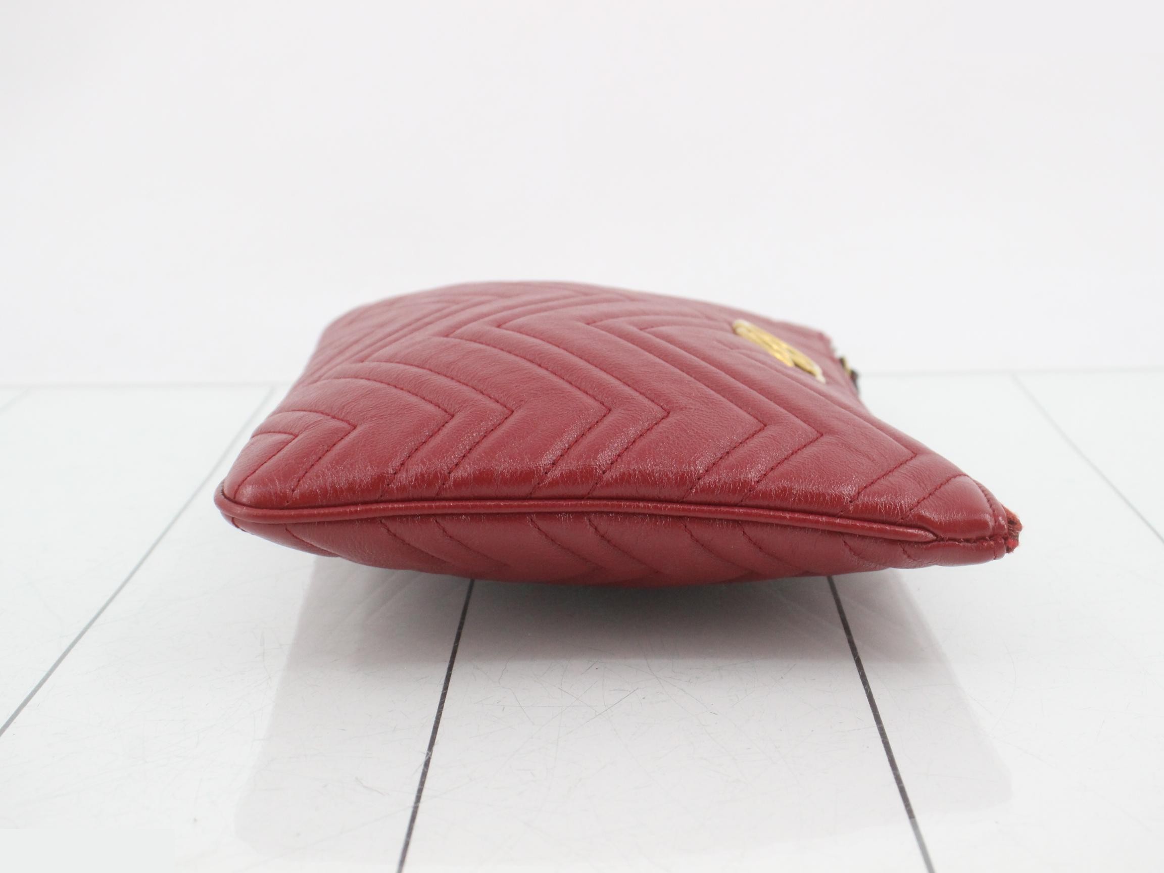 GG Marmont Leather Clutch Pouch, Red — view 3