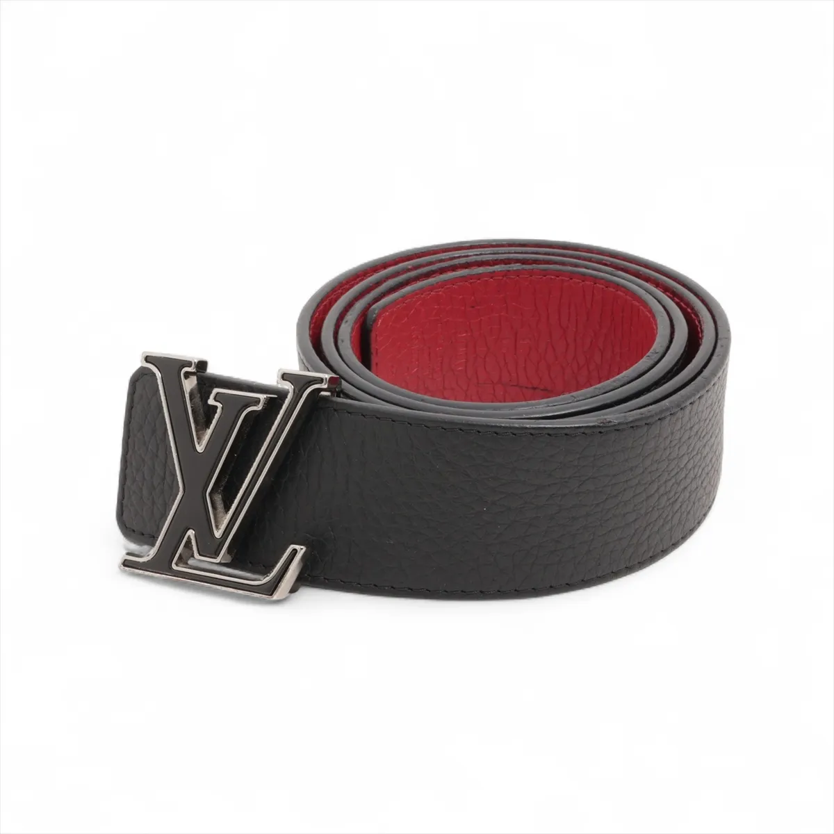 M0076 Suntulle LV Tilt Reverse JJ1188 Belt 90 Leather Black x Red