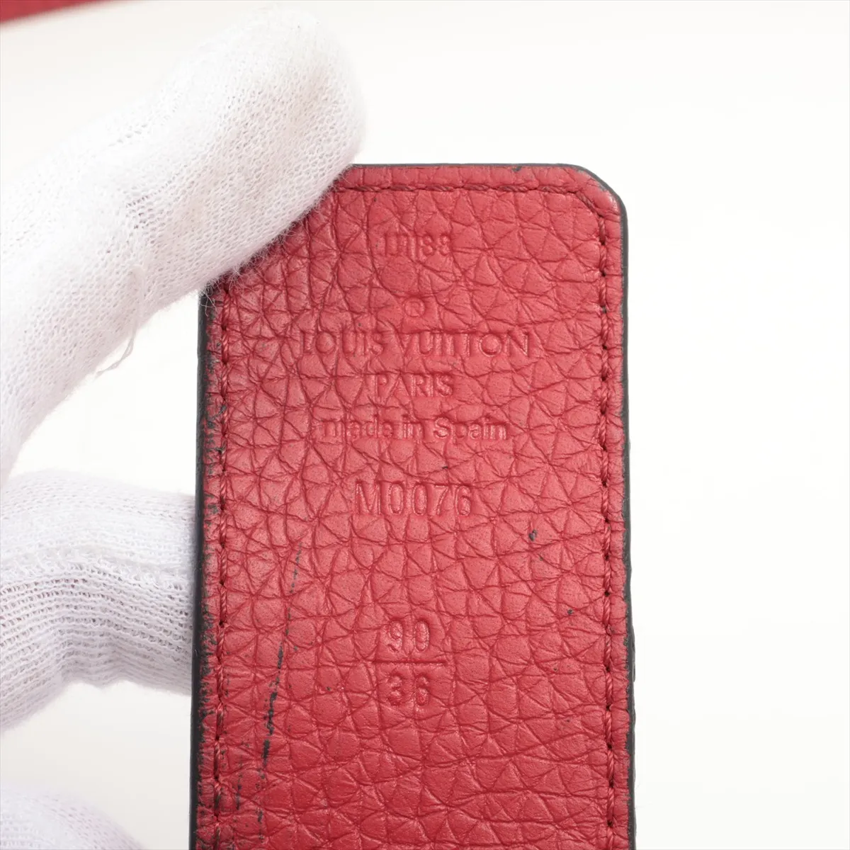 M0076 Suntulle LV Tilt Reverse JJ1188 Belt 90 Leather Black x Red — view 5