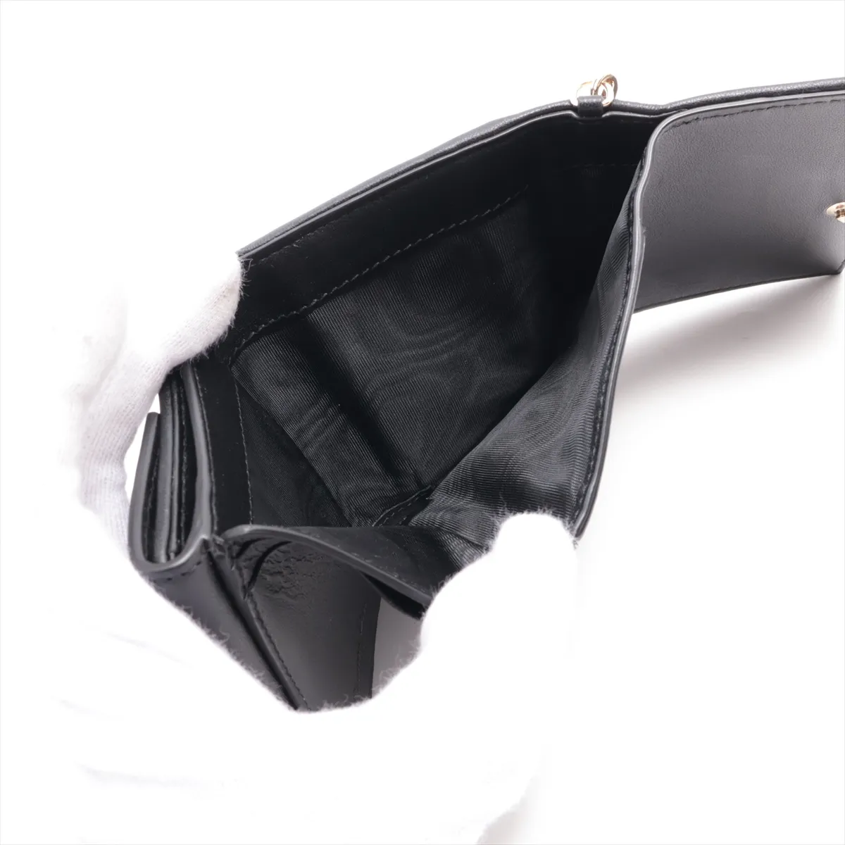 Lady Dior Cannage Leather Compact Wallet, Black — view 6