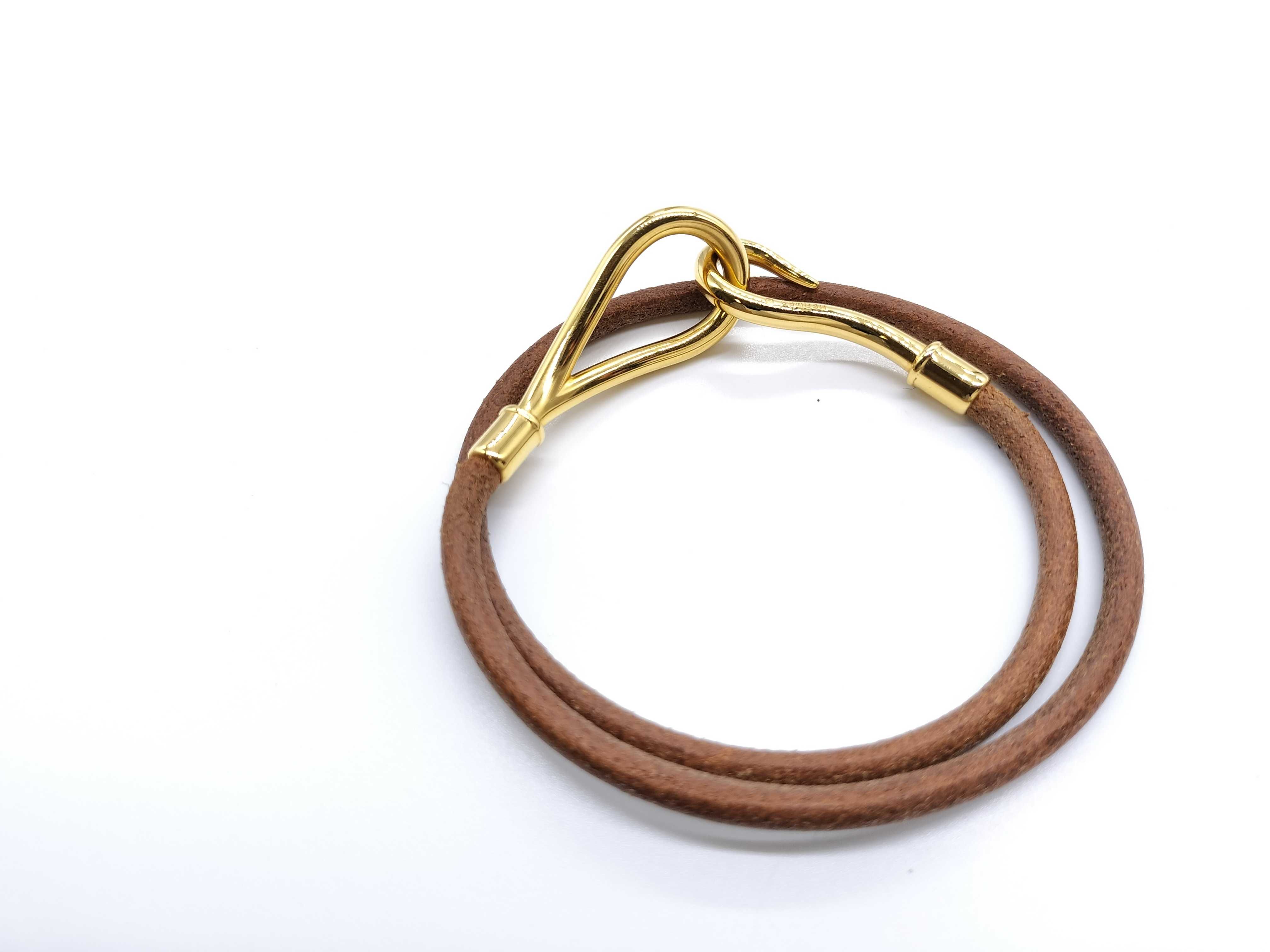 Jumbo Leather Gold Choker Bracelet/Bangle — view 2
