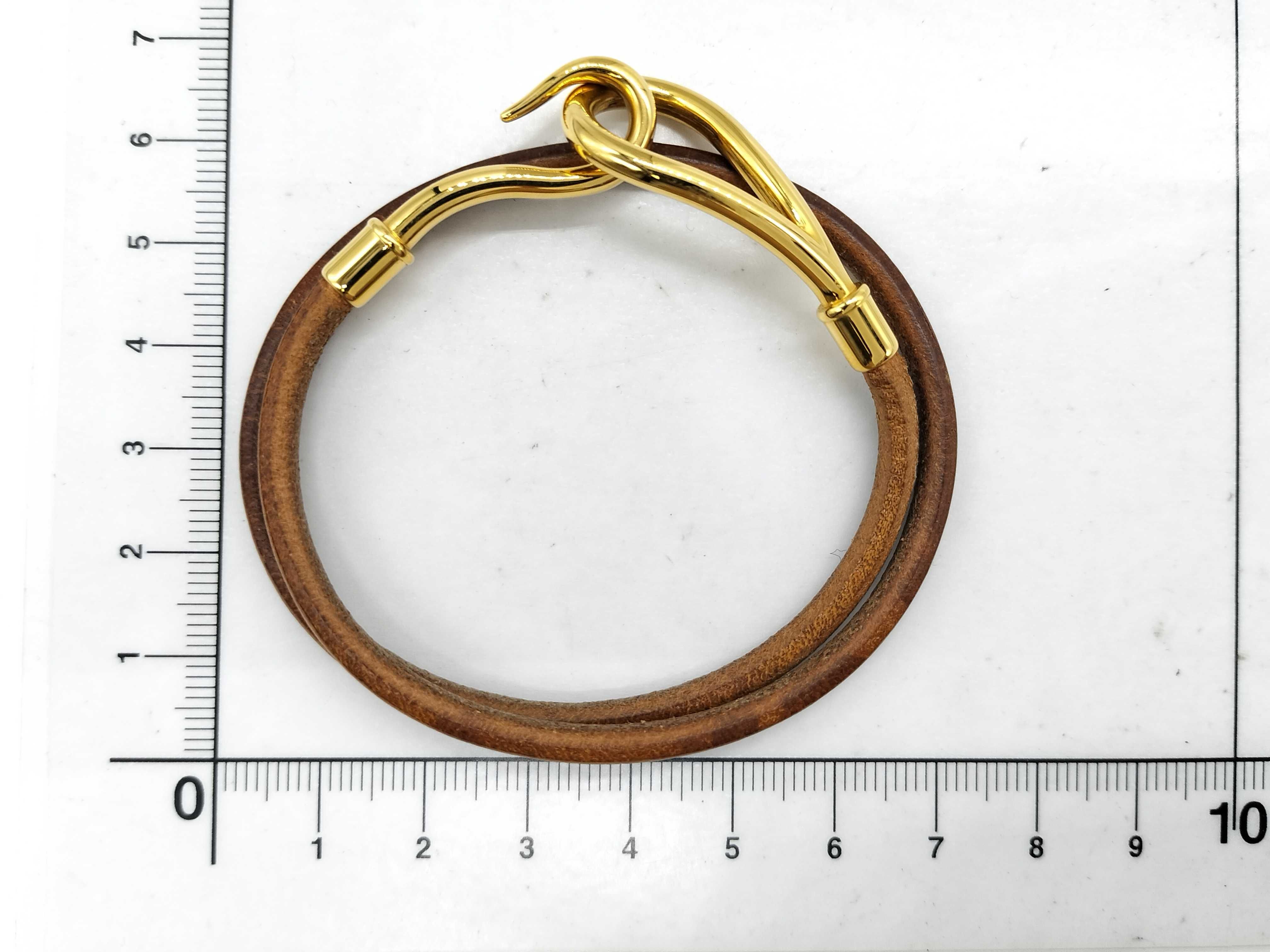 Jumbo Leather Gold Choker Bracelet/Bangle — view 5