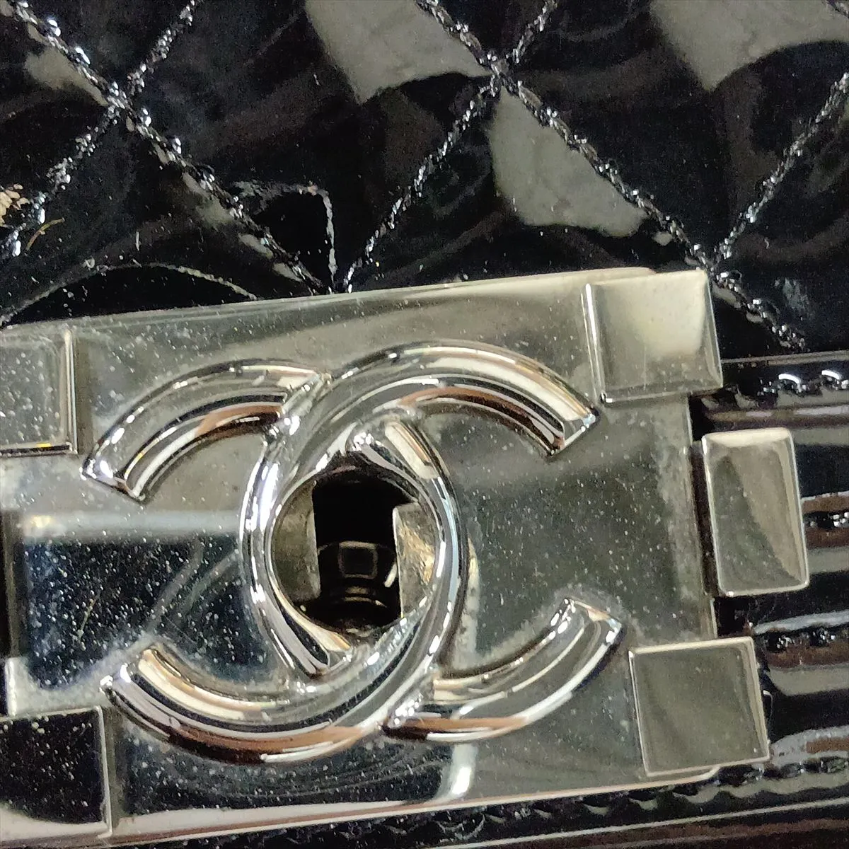 Boy Chanel 28 Large Patent Leather Chain Shoulder Bag, Black with Silver Hardware, 19669943, Serial Number 19-series, A92193 — view 11