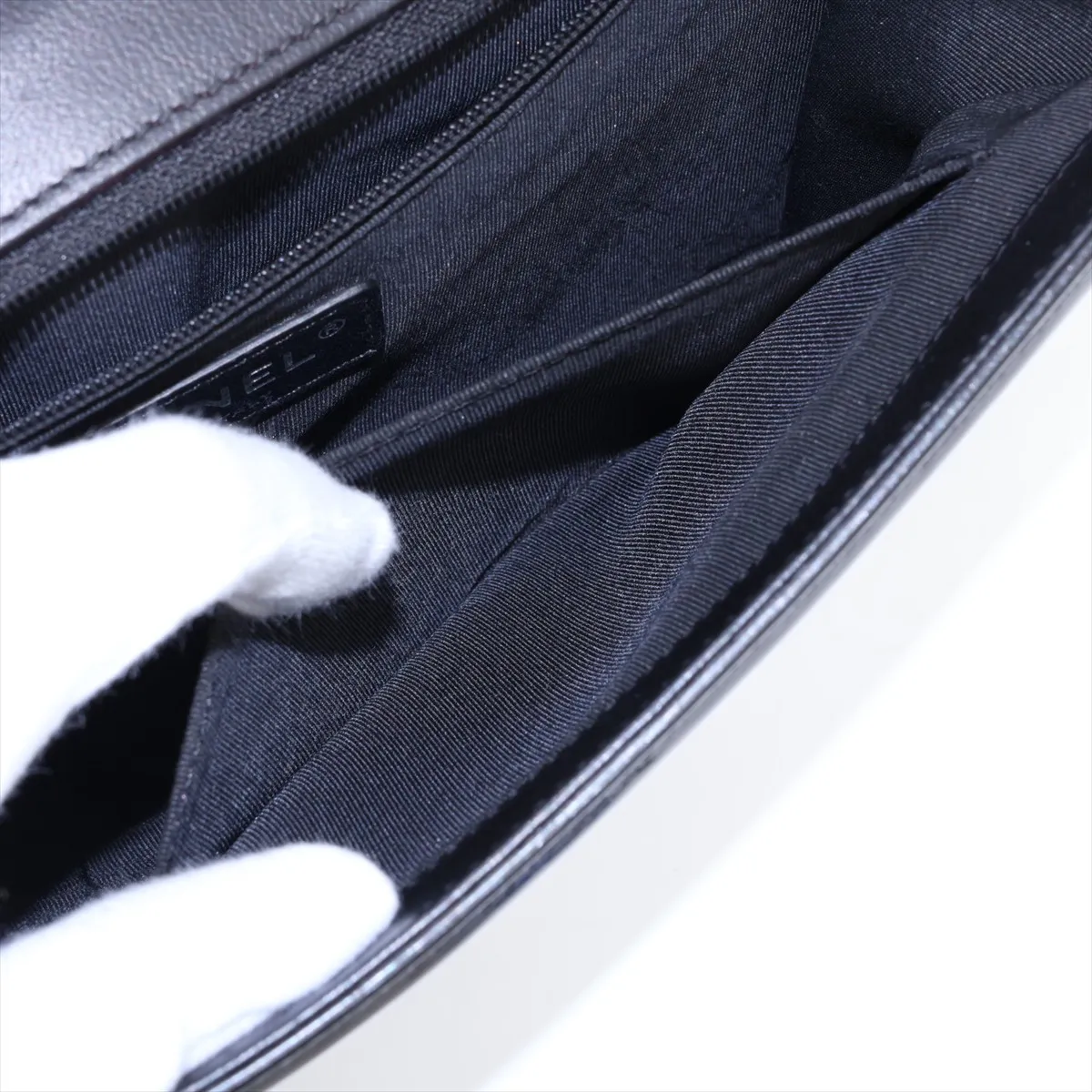 Boy Chanel 28 Large Patent Leather Chain Shoulder Bag, Black with Silver Hardware, 19669943, Serial Number 19-series, A92193 — view 8