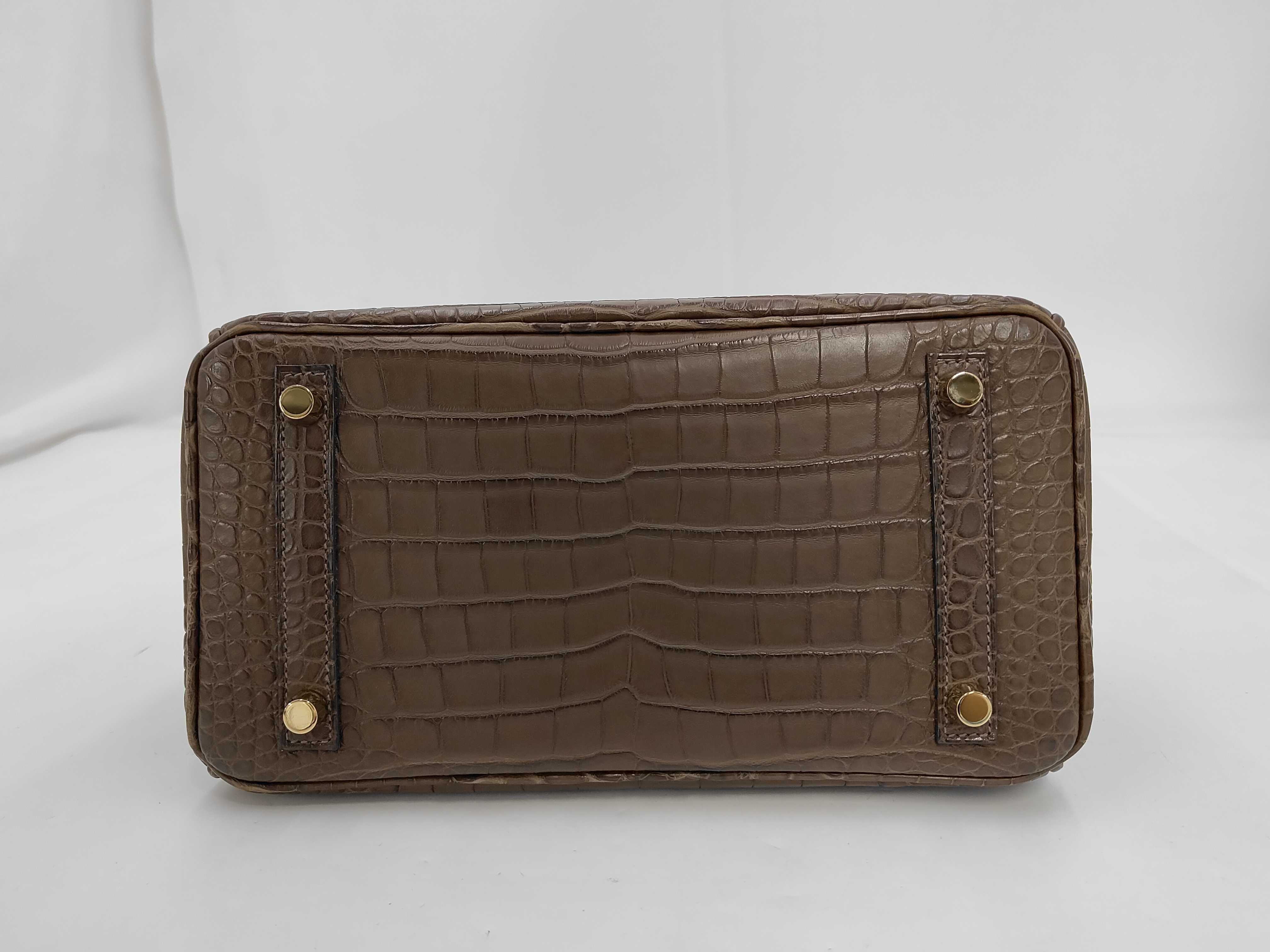 Birkin 25 Matte Crocodile Origan B Stamp Handbag — view 4