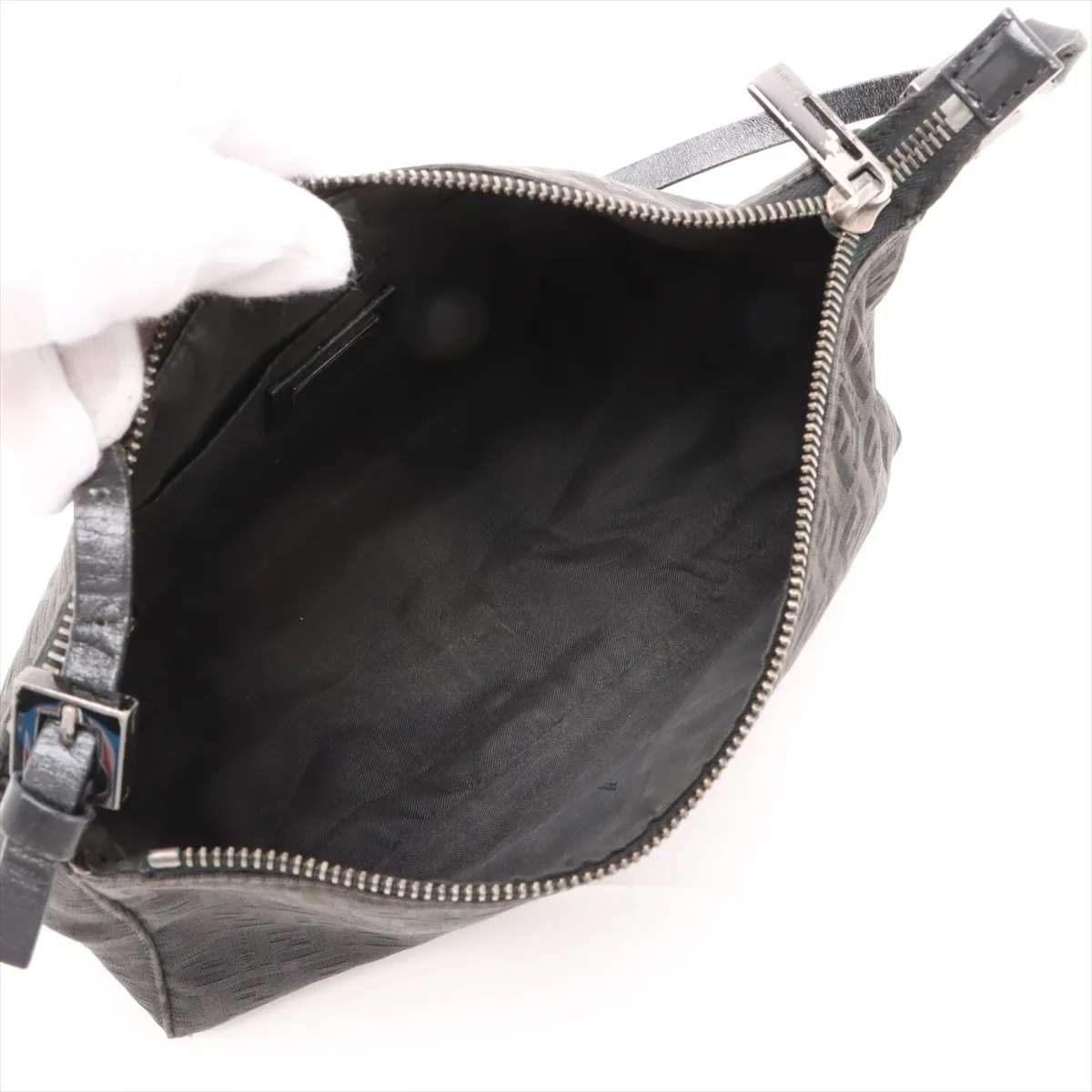 Zucchino Canvas x Leather Handbag, Gray x Black — view 7