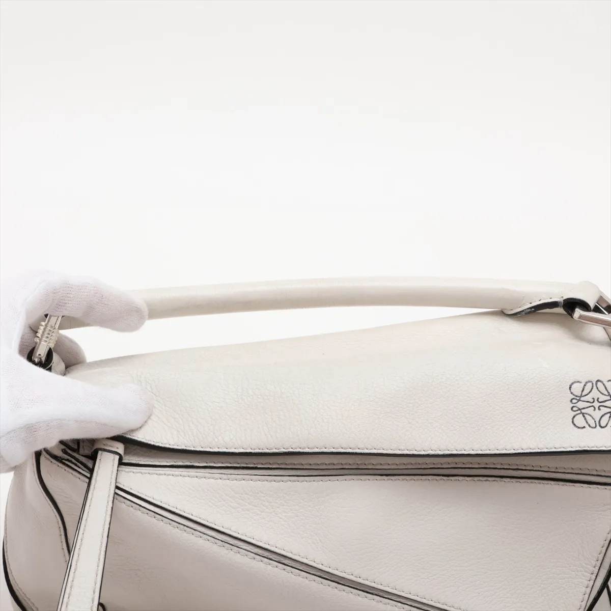 Puzzle Bag Small Leather 2-Way Handbag White (with aftermarket parts) — view 6