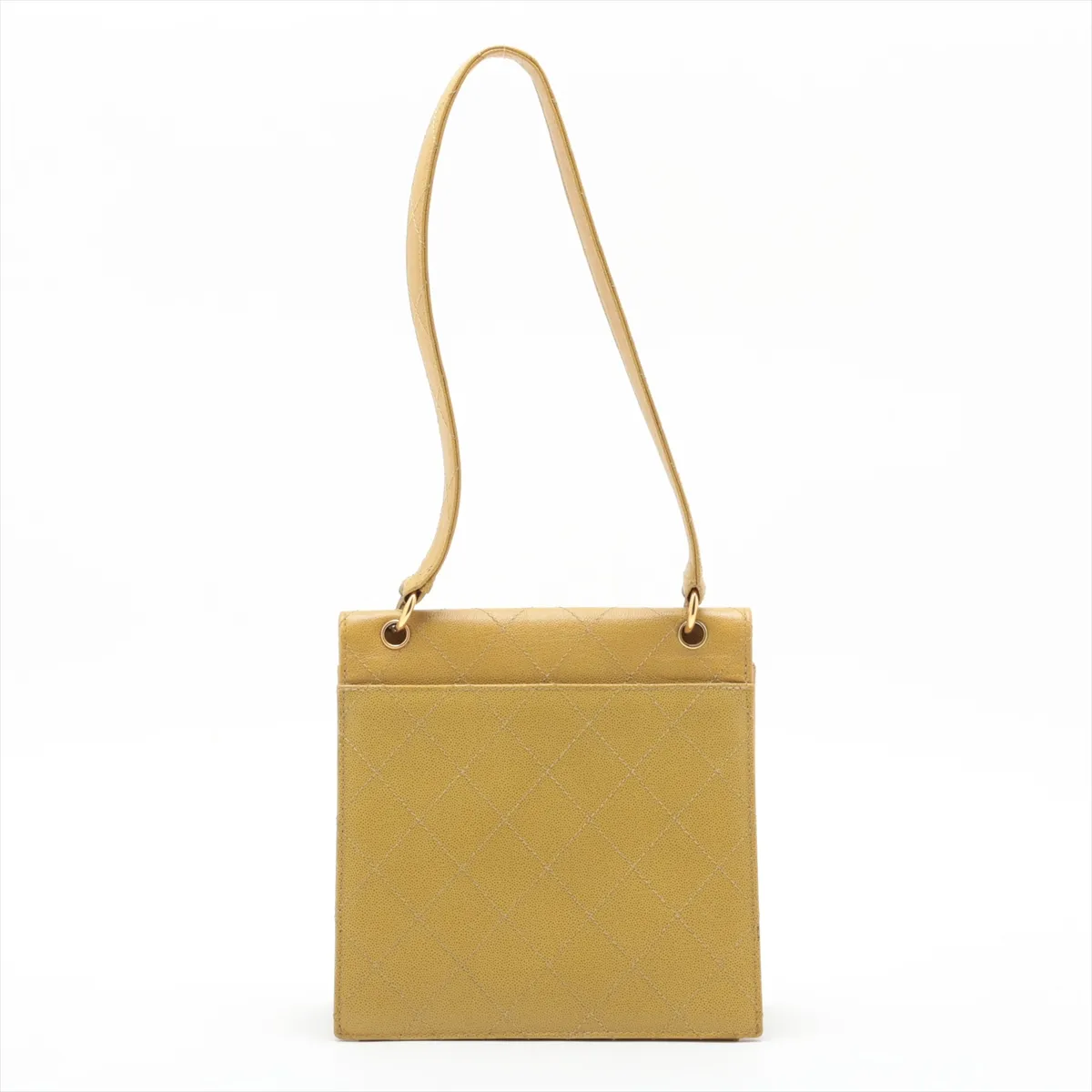 Matelassé Caviar Skin Shoulder Bag, Yellow, Gold Hardware, 5257660 (Serial Number 5) — view 2