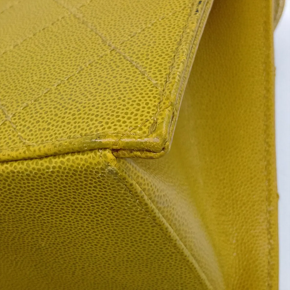 Matelassé Caviar Skin Shoulder Bag, Yellow, Gold Hardware, 5257660 (Serial Number 5) — view 15