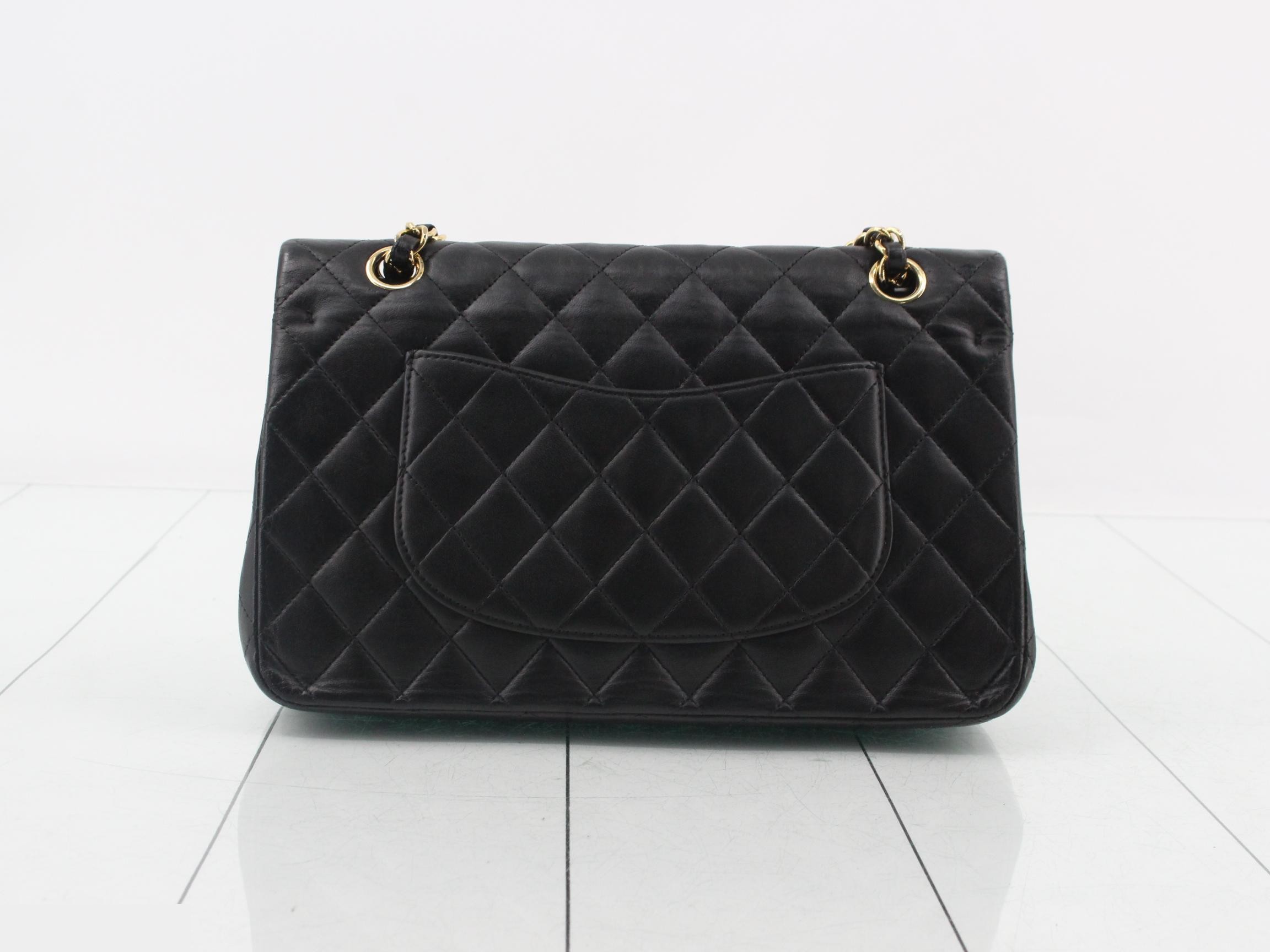 Matelassé lambskin handbag/shoulder bag, black — view 2