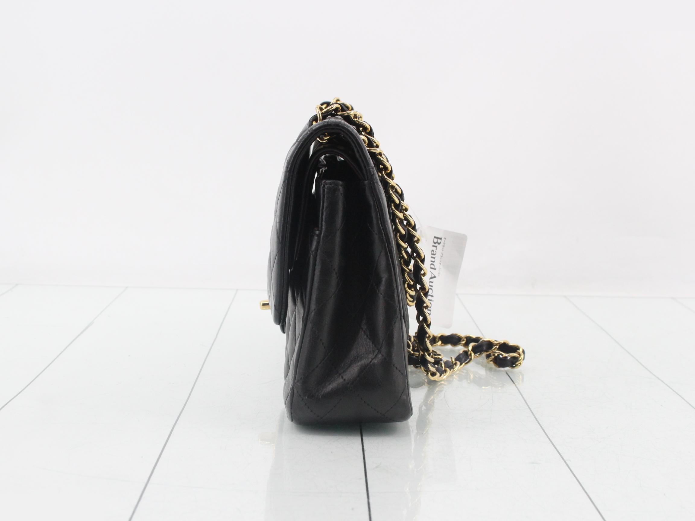 Matelassé lambskin handbag/shoulder bag, black — view 3